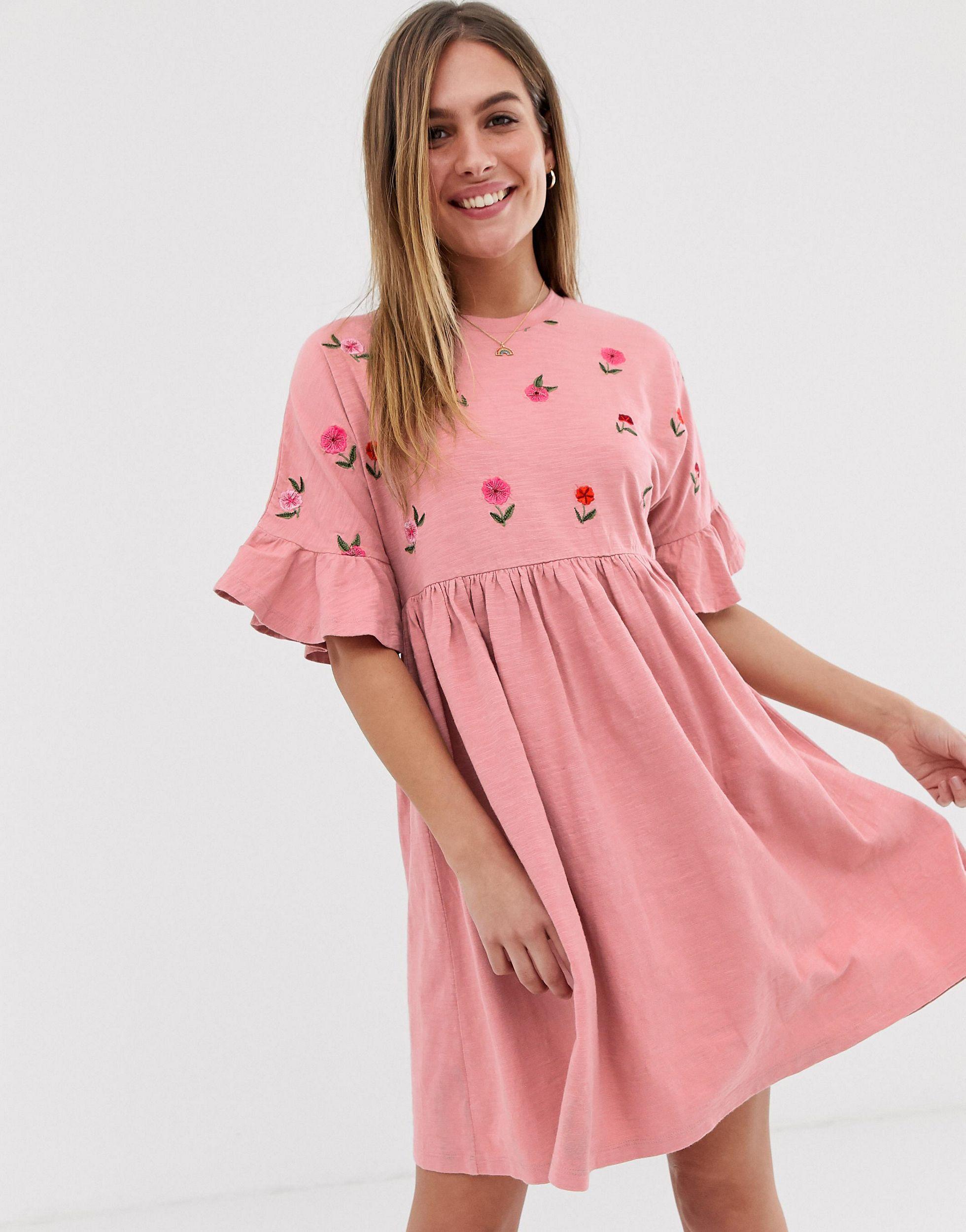 asos pink smock dress