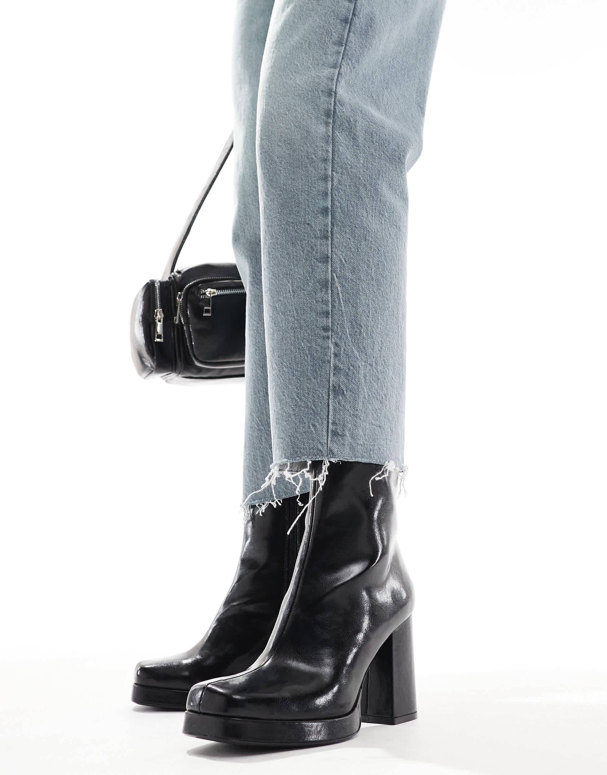 Bershka Platform Heeled Ankle Boots in Blue Lyst Canada