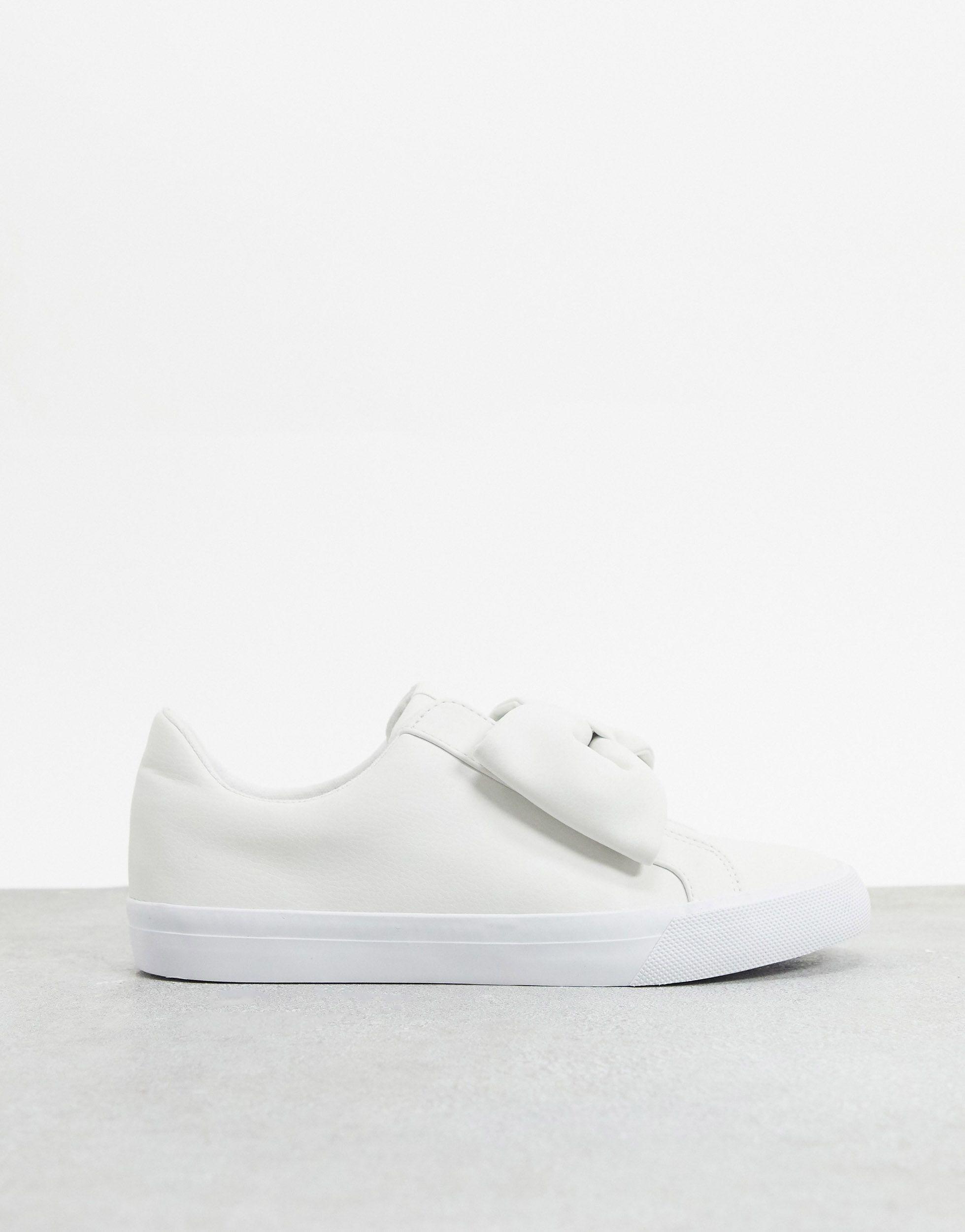 ASOS DESIGN Dollar faux pearl lace up trainers in white | ASOS