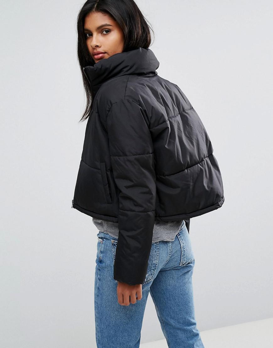 ONLY Synthetic Cropped Puffer Jacket in Black - Lyst