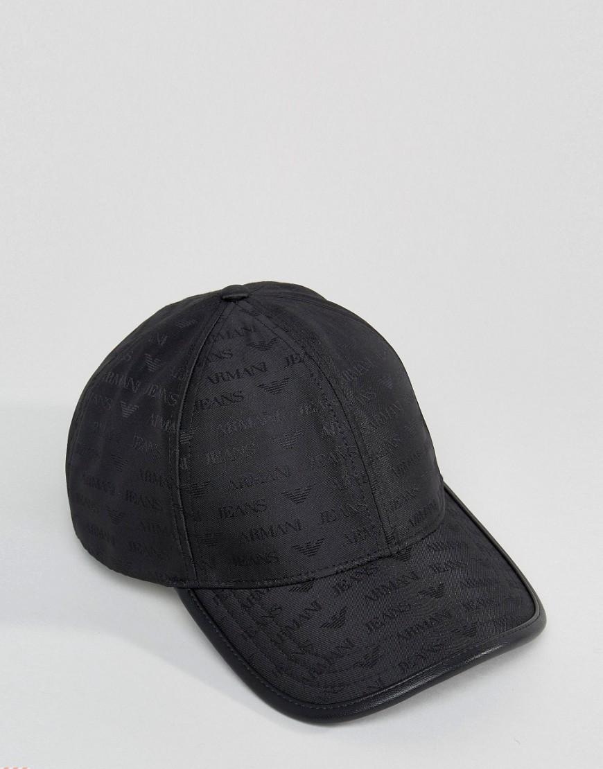 Armani Jeans All Over Logo Baseball Cap In Black for Men Lyst UK