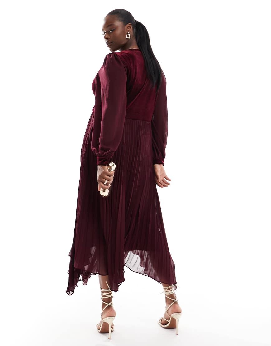Forever New Velvet Twist Bodice Pleated Midaxi Dress in Red Lyst UK