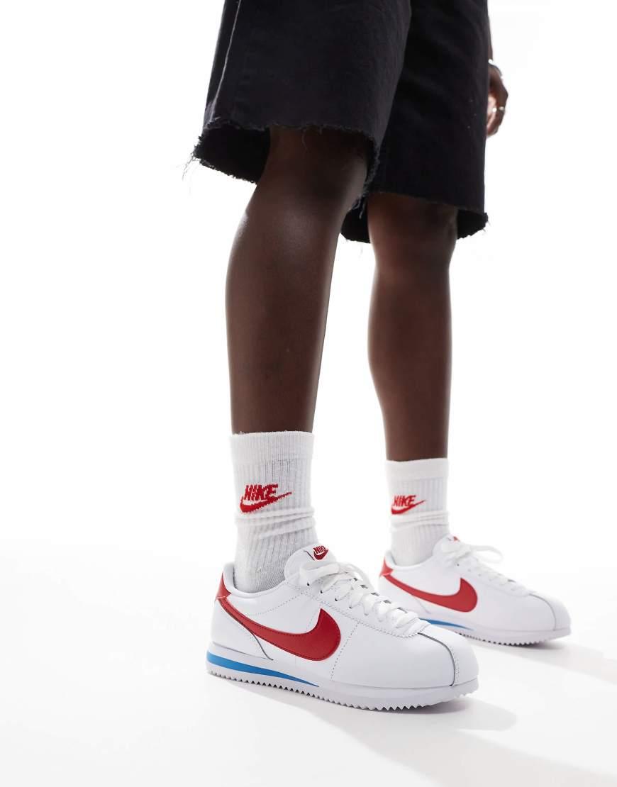 Zapatillas De Deporte Blancas Rojas Y Azules De Cuero Cortez De de Nike de color Negro Lyst
