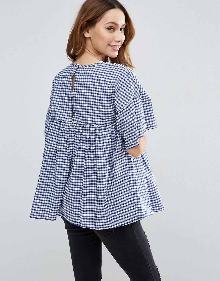 gingham smocked top
