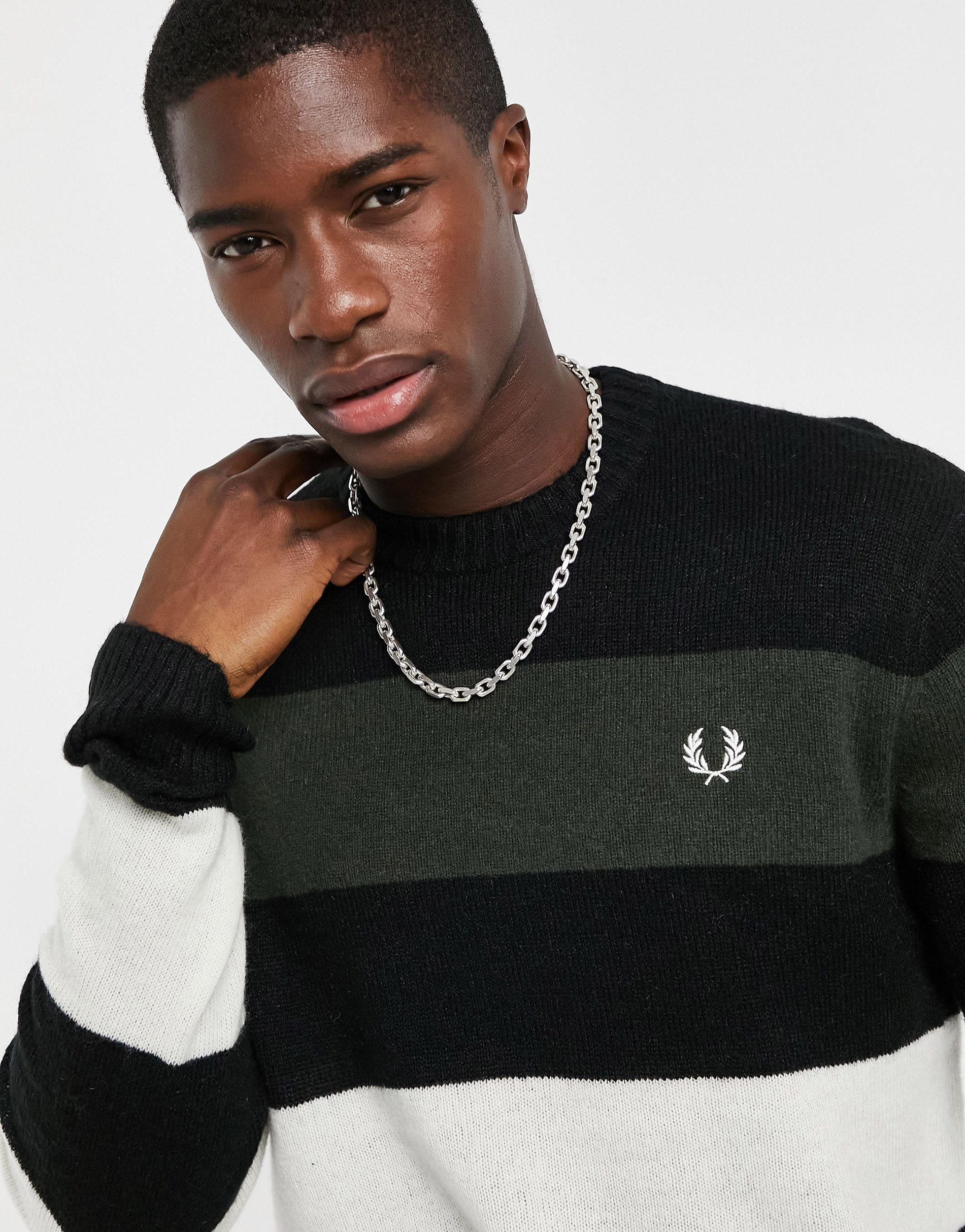 Fred Perry Striped Knitted Jumper in 