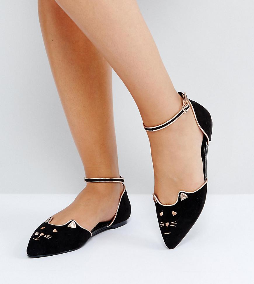 Lyst Asos Lexus Wide Fit Cat Pointed Ballet Flats in Black