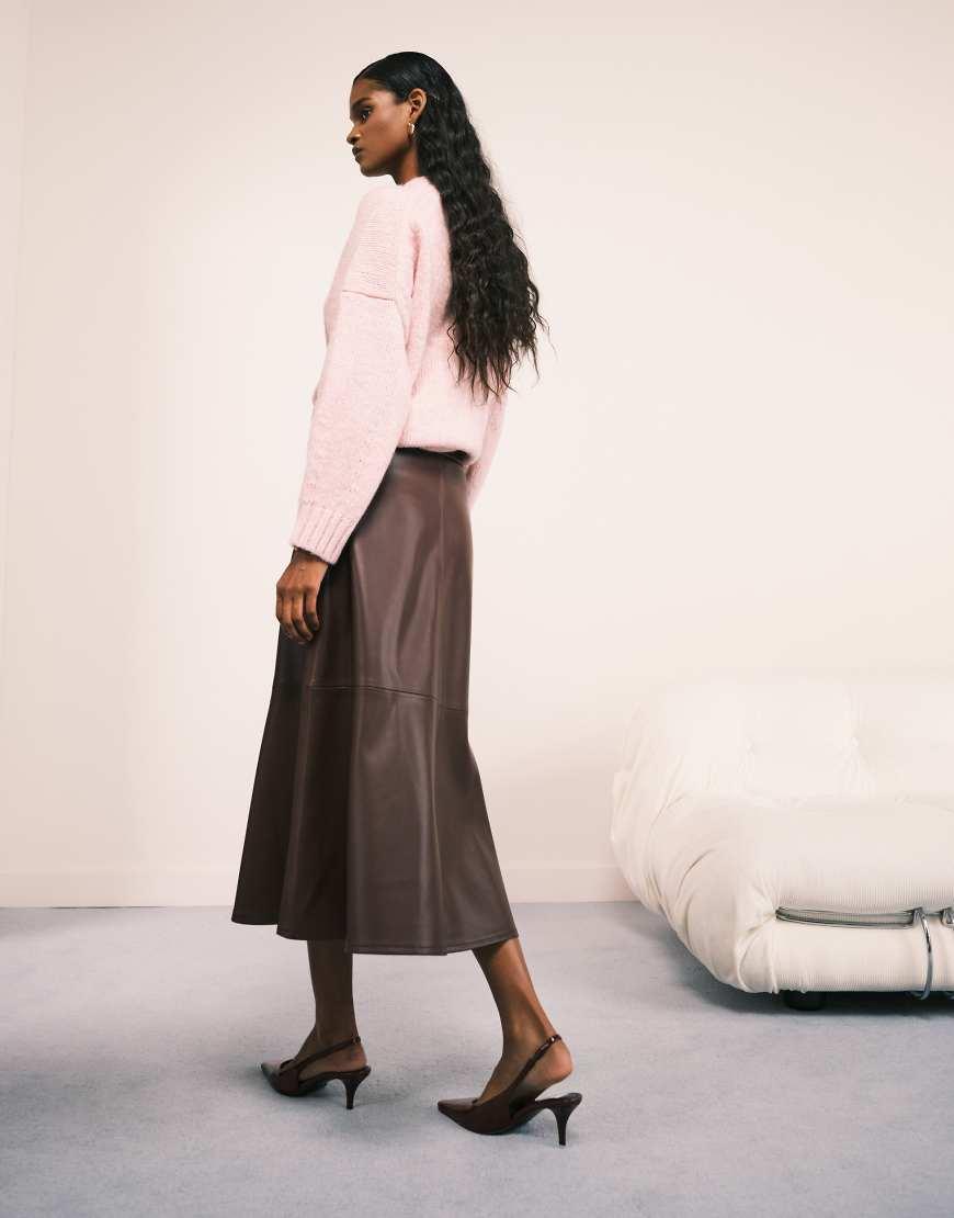 Falda Midi Falda Piel Mango Faldas Mango Marrón Talla US De En