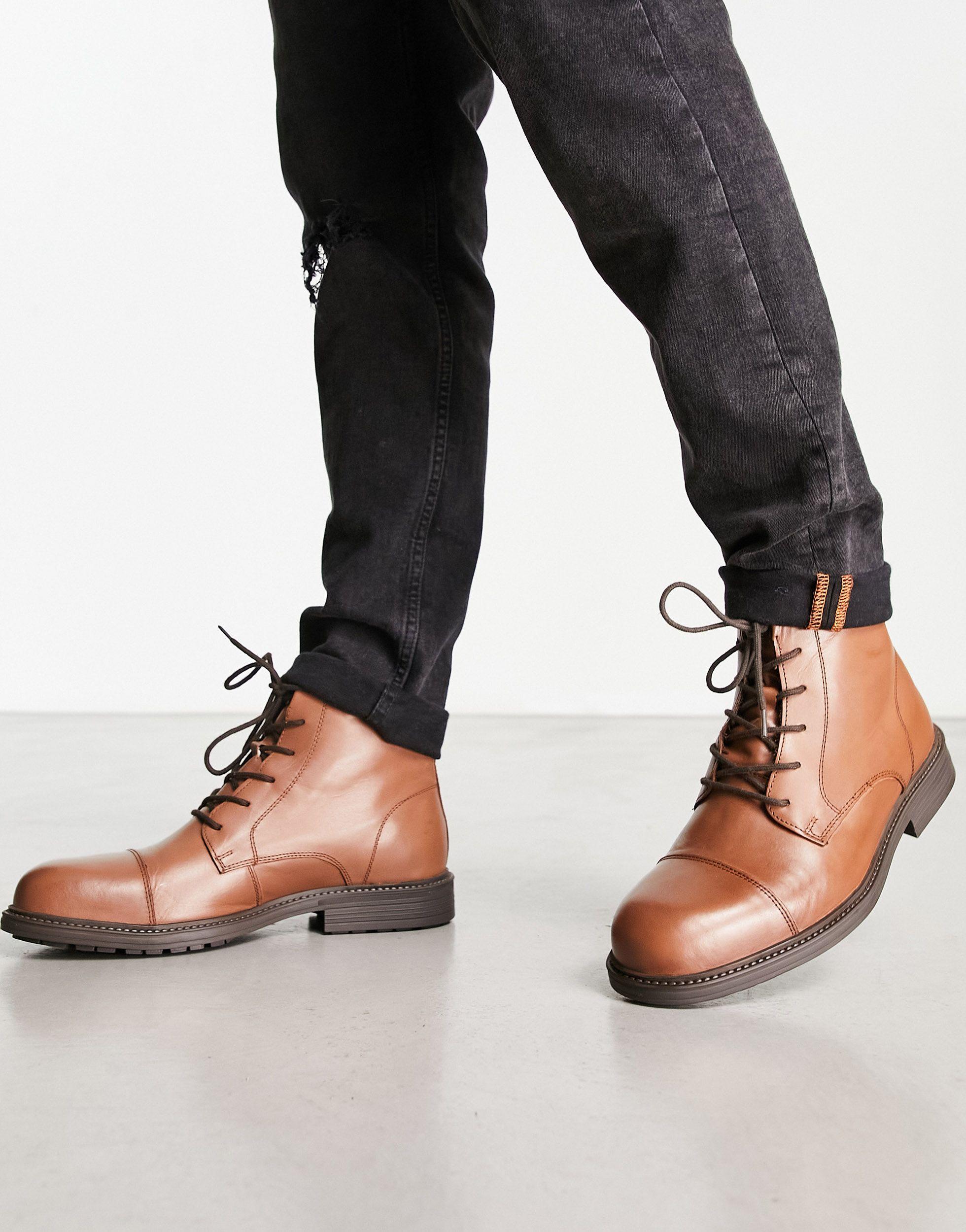 Jack & jones leather boot with side clearance zip