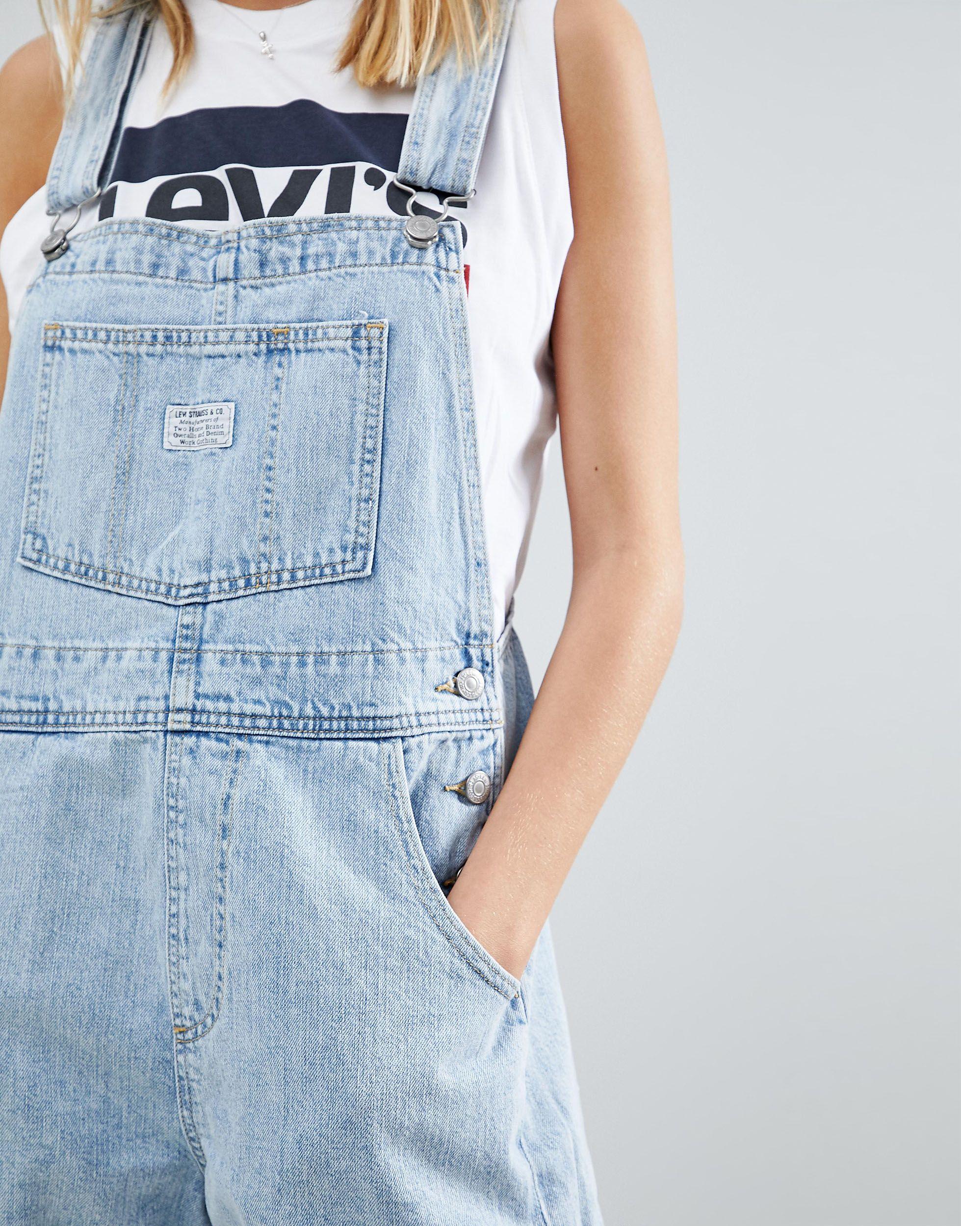 Vintage Style Denim Short Dungaree 