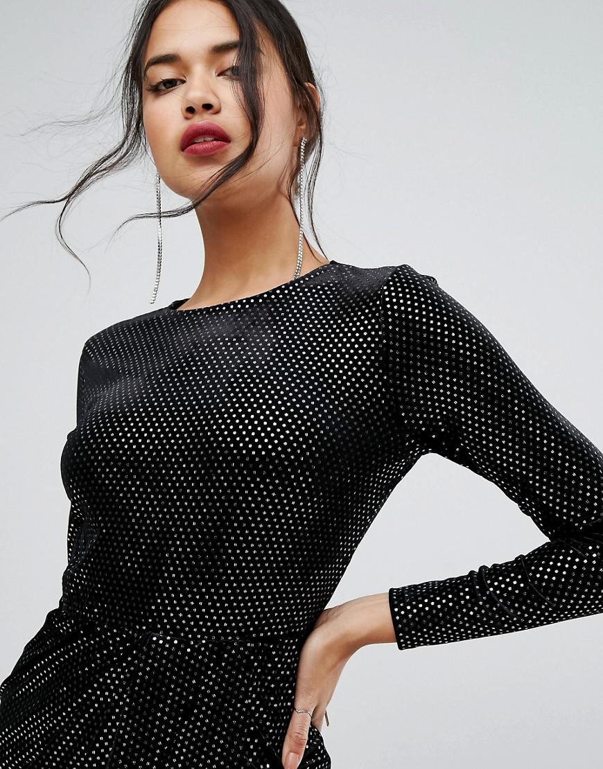 pretty little thing black glitter dress