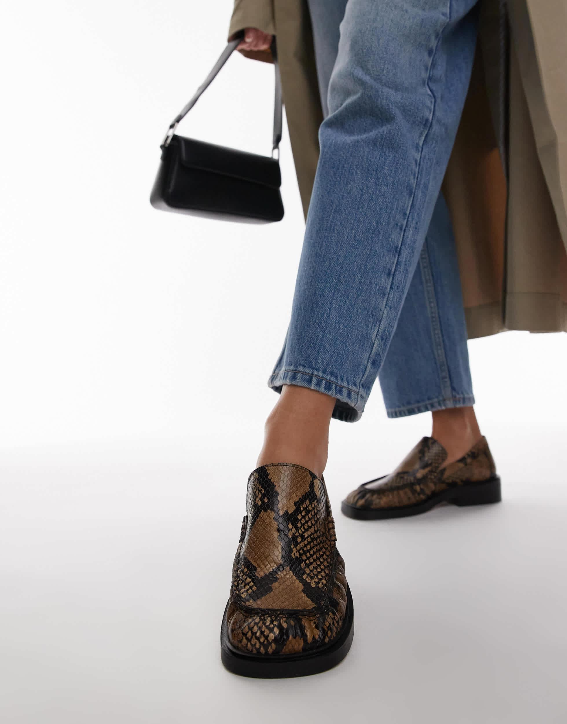 TOPSHOP – premium – clover – leder-loafer mit raffung und