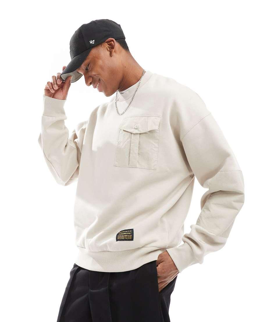 Champion Rochester Utility Crew Neck Sweatshirt in Natural for Men
