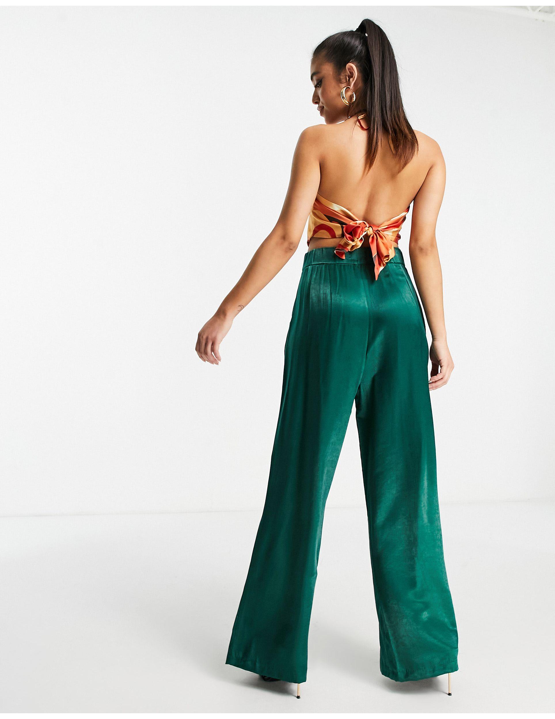 Stradivarius Petite Satin Trousers in 