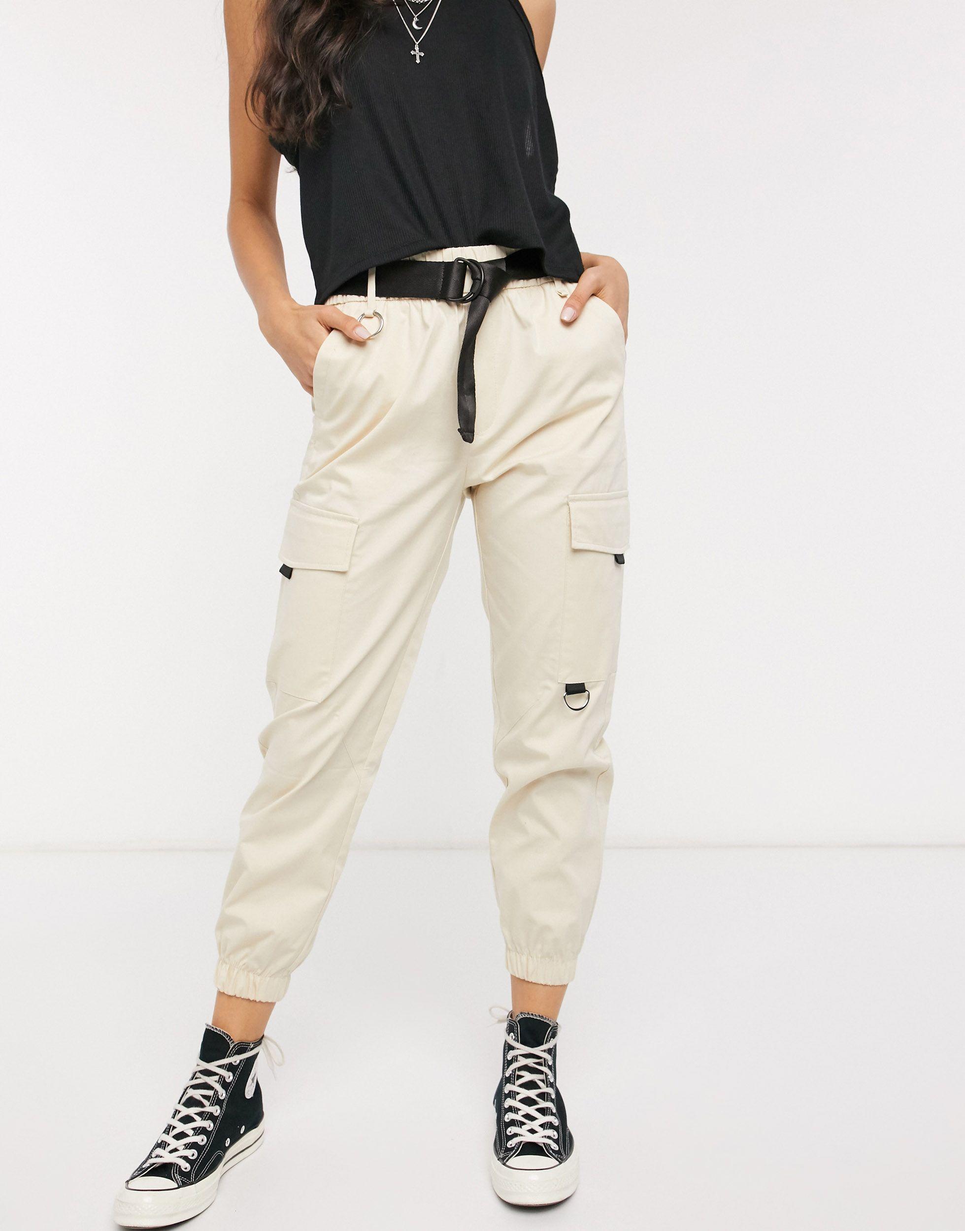 Pantalon cargo style fonctionnel avec ceinture - écru Bershka en coloris  Neutre | Lyst