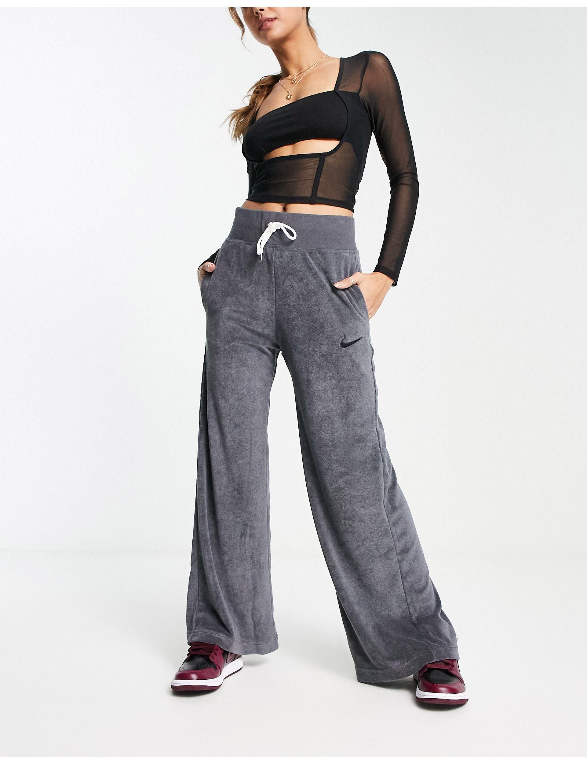 Nike Club French Terry Wide Leg Sweatpants in Blue Lyst