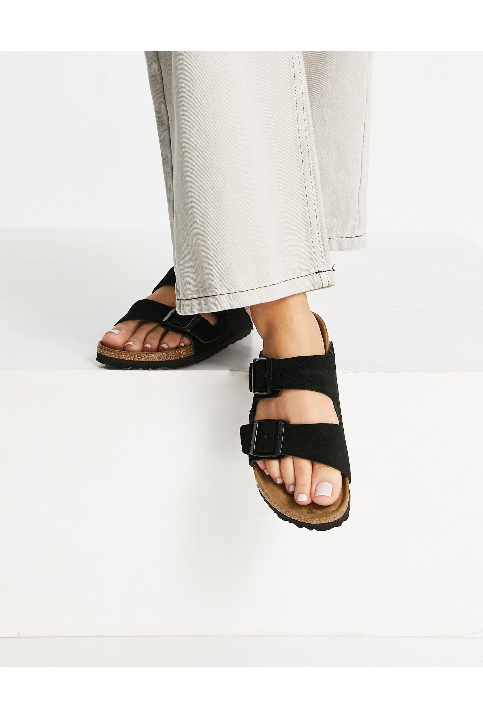 birkenstock arizona black flat sandals