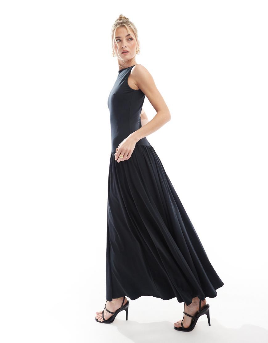 Abercrombie & Fitch Sleevless Drop Waist Midi Dress in Blue | Lyst UK