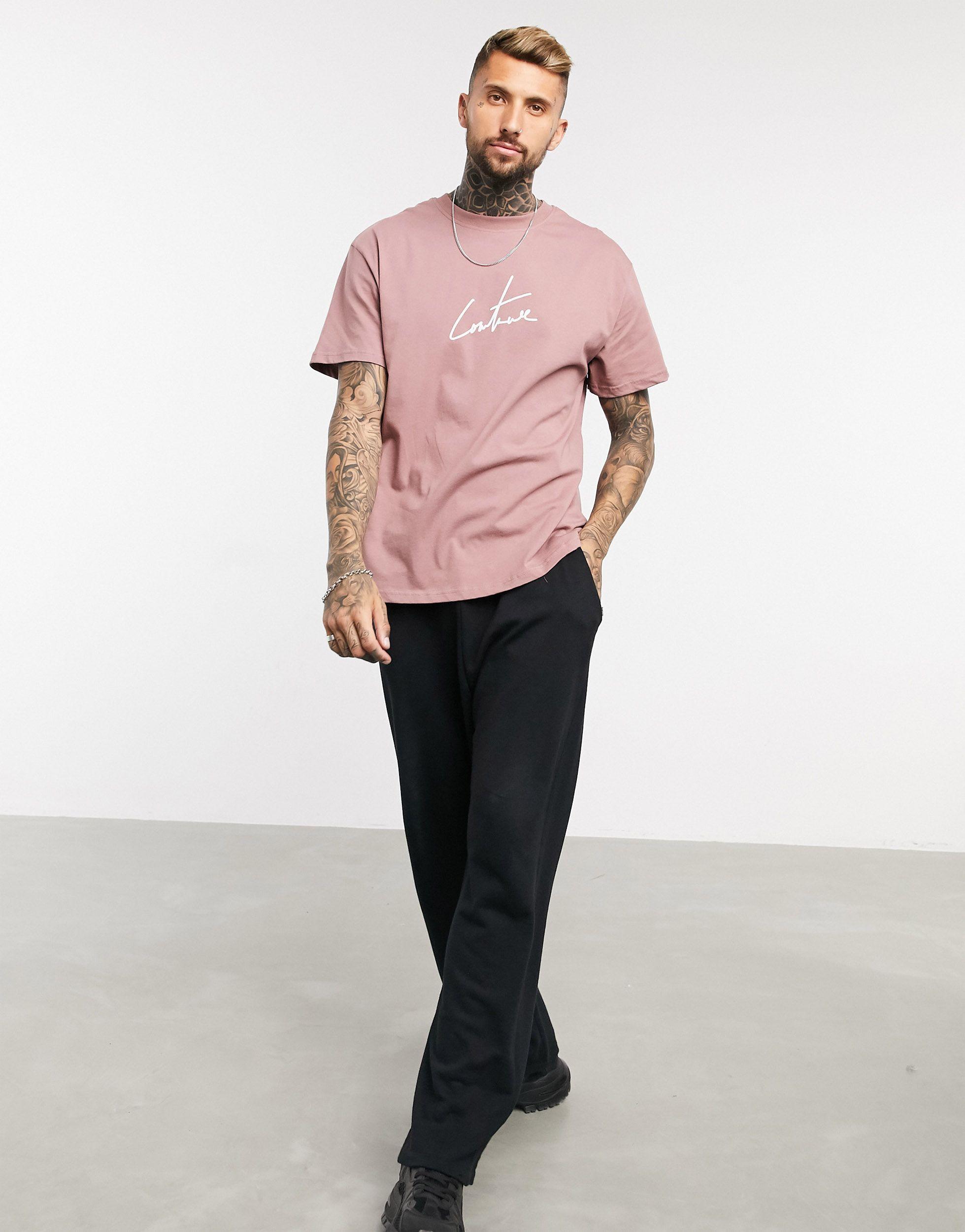 The Couture Club Cotton Signature Print Regular Fit T-shirt in Red 