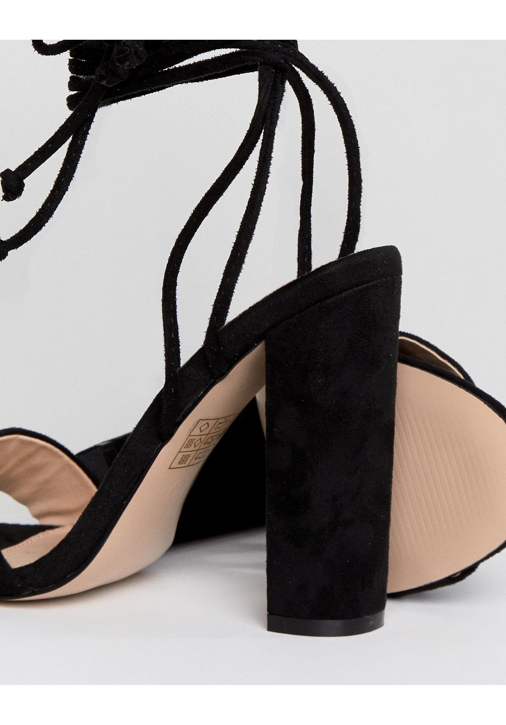 Public Desire Suzu Tie Up Block Heeled Sandals in Black - Lyst