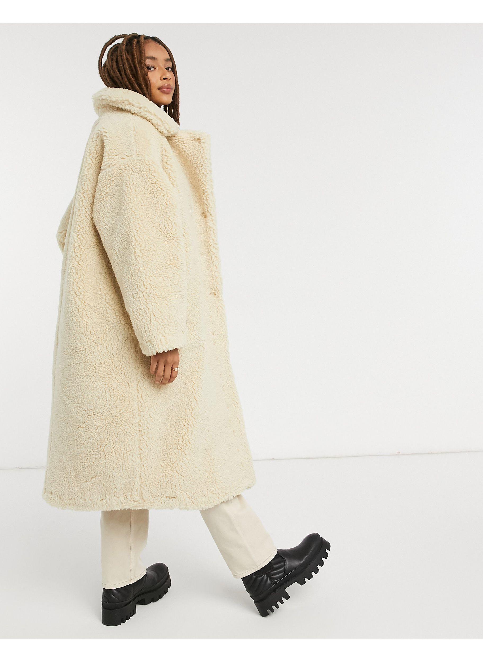 white teddy borg coat