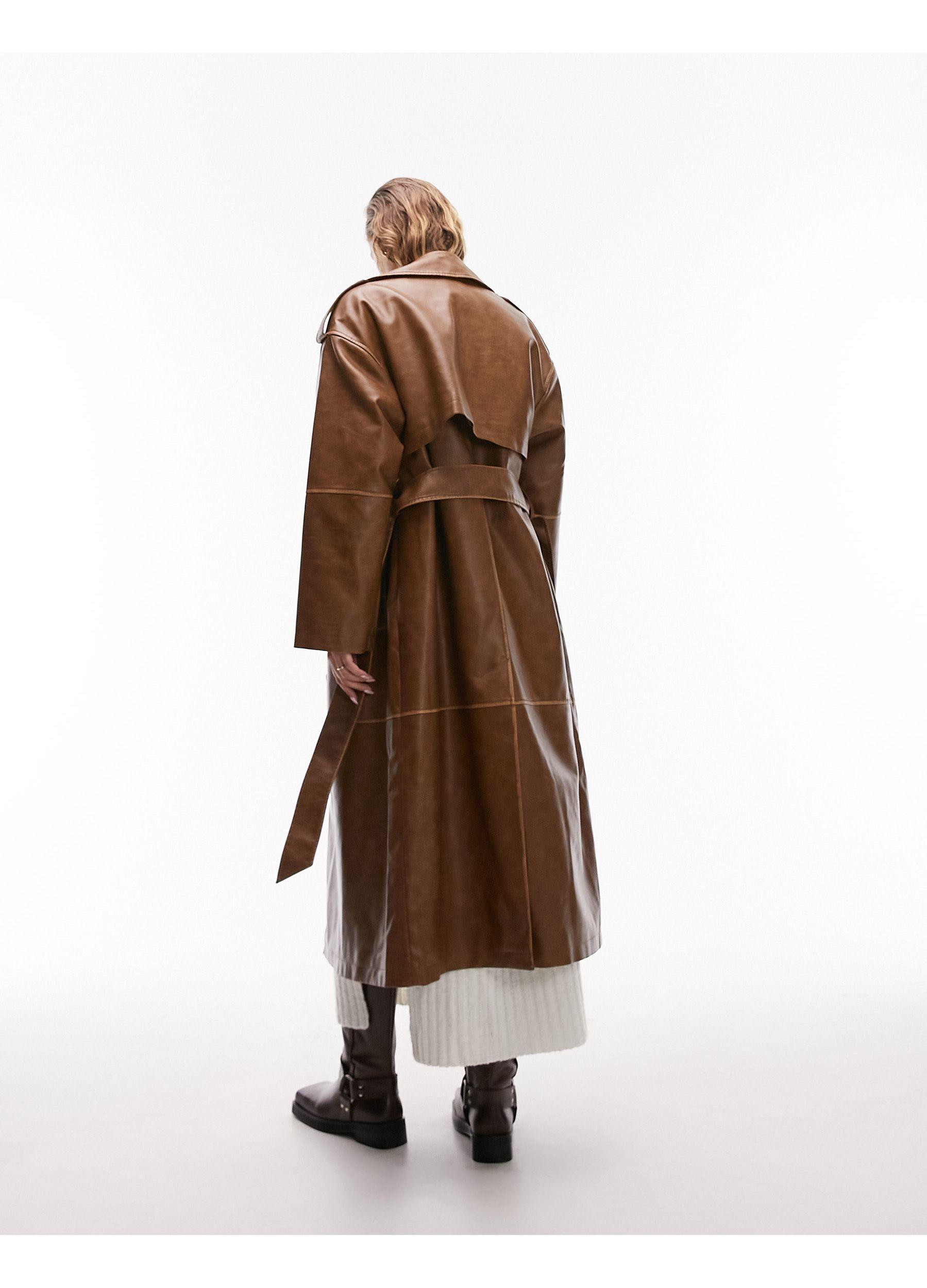 Faux Suede Trench Topshop Trench TOPSHOP Long-line Washed Faux