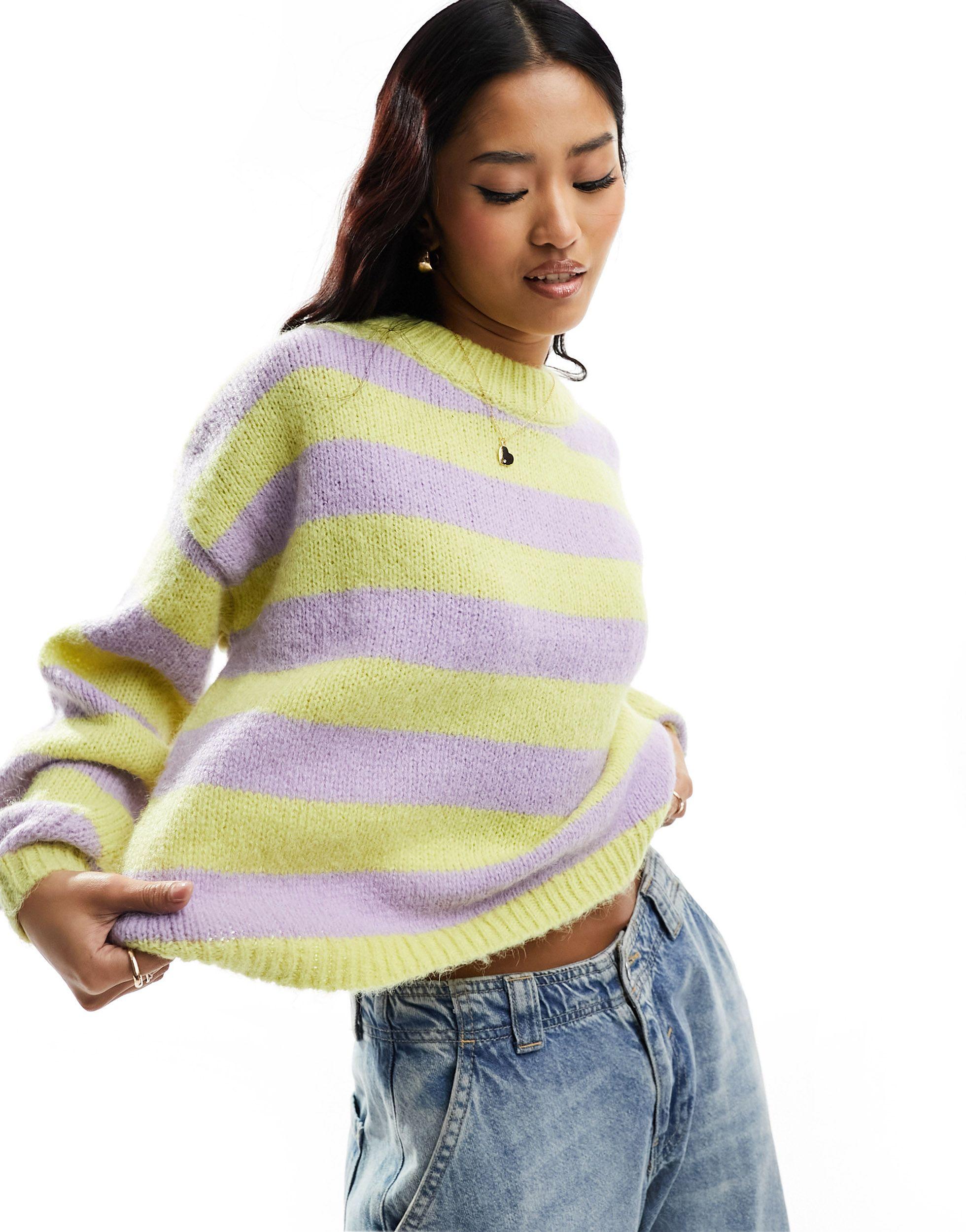 Pull ray lilas vert citron ONLY Lyst