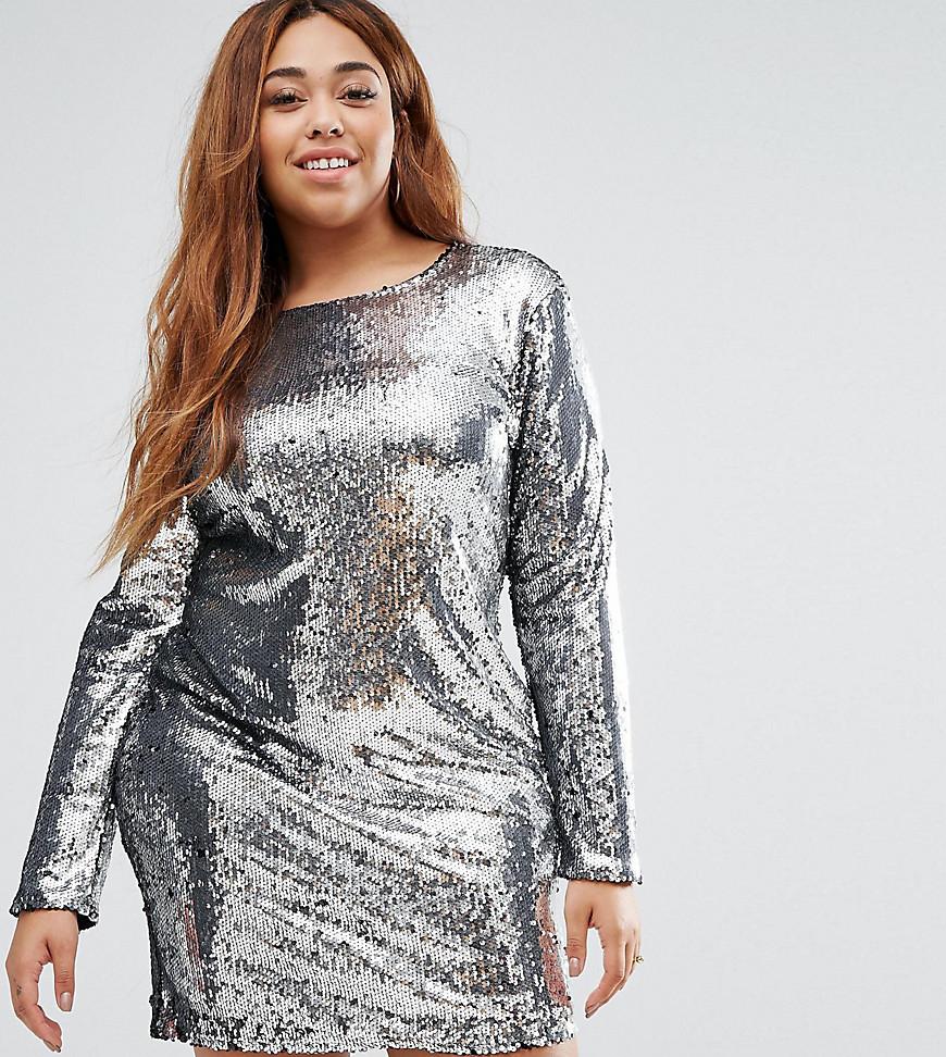 silver sequin shift dress