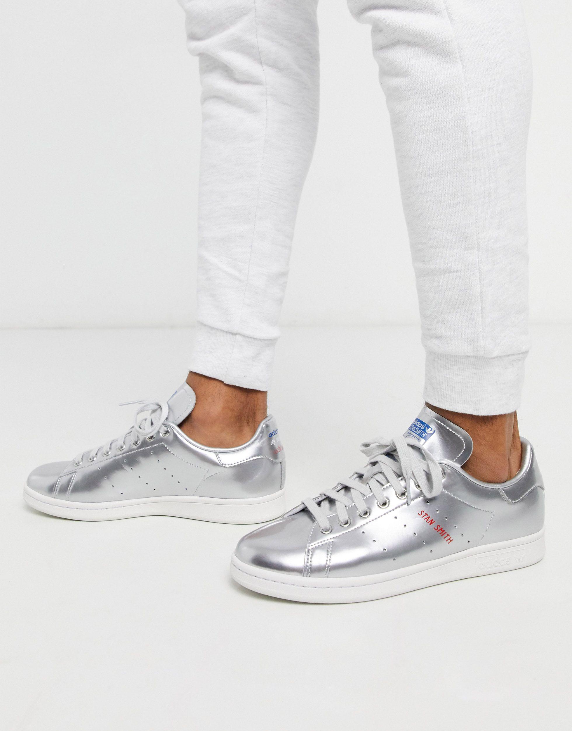 adidas Originals S Stan Smith Sneaker in Silver Metallic/Silver Metallic/ ( Metallic) for Men - Save 64% | Lyst