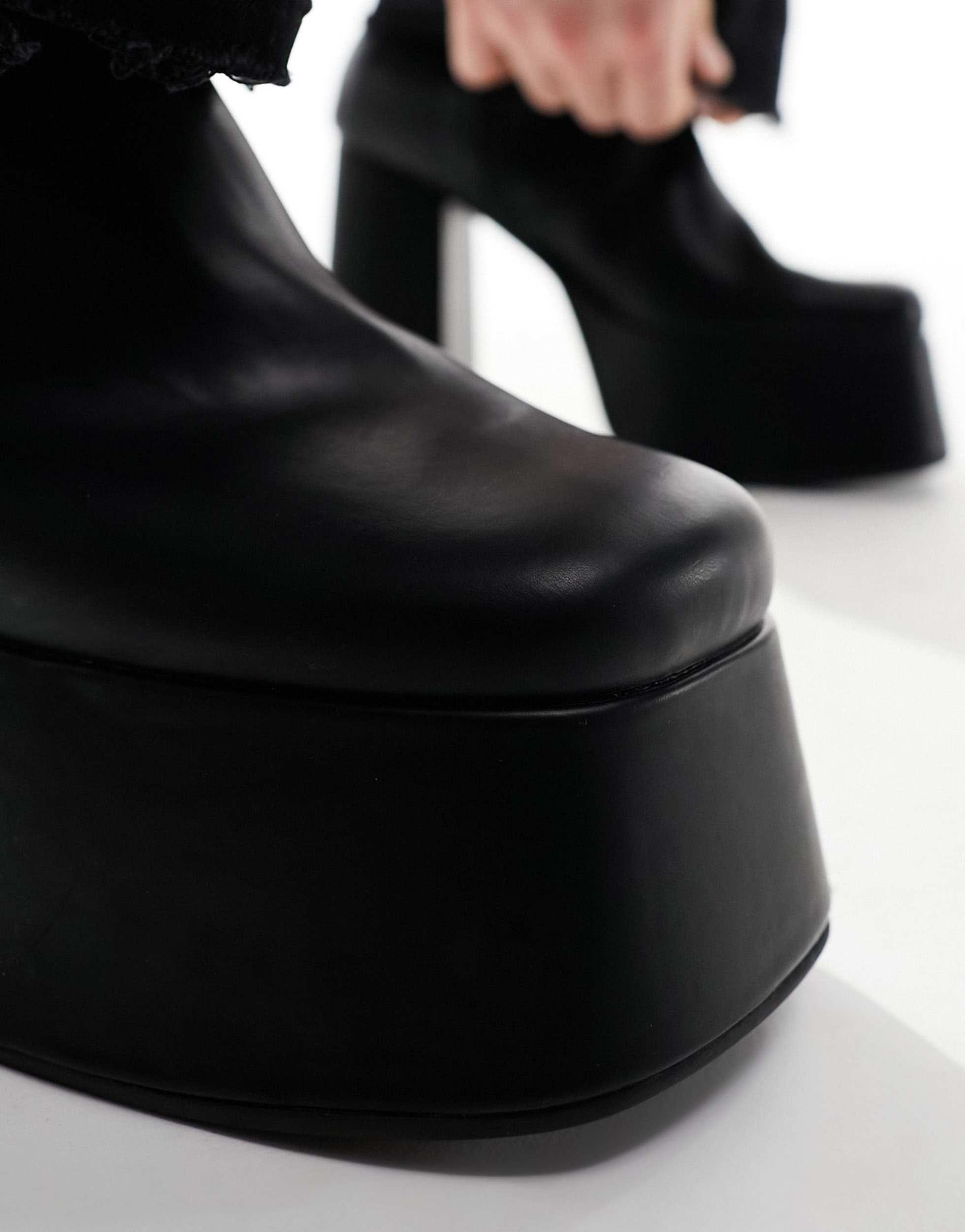 ASOS Knee High Platform Heeled Boots in Black for Men Lyst