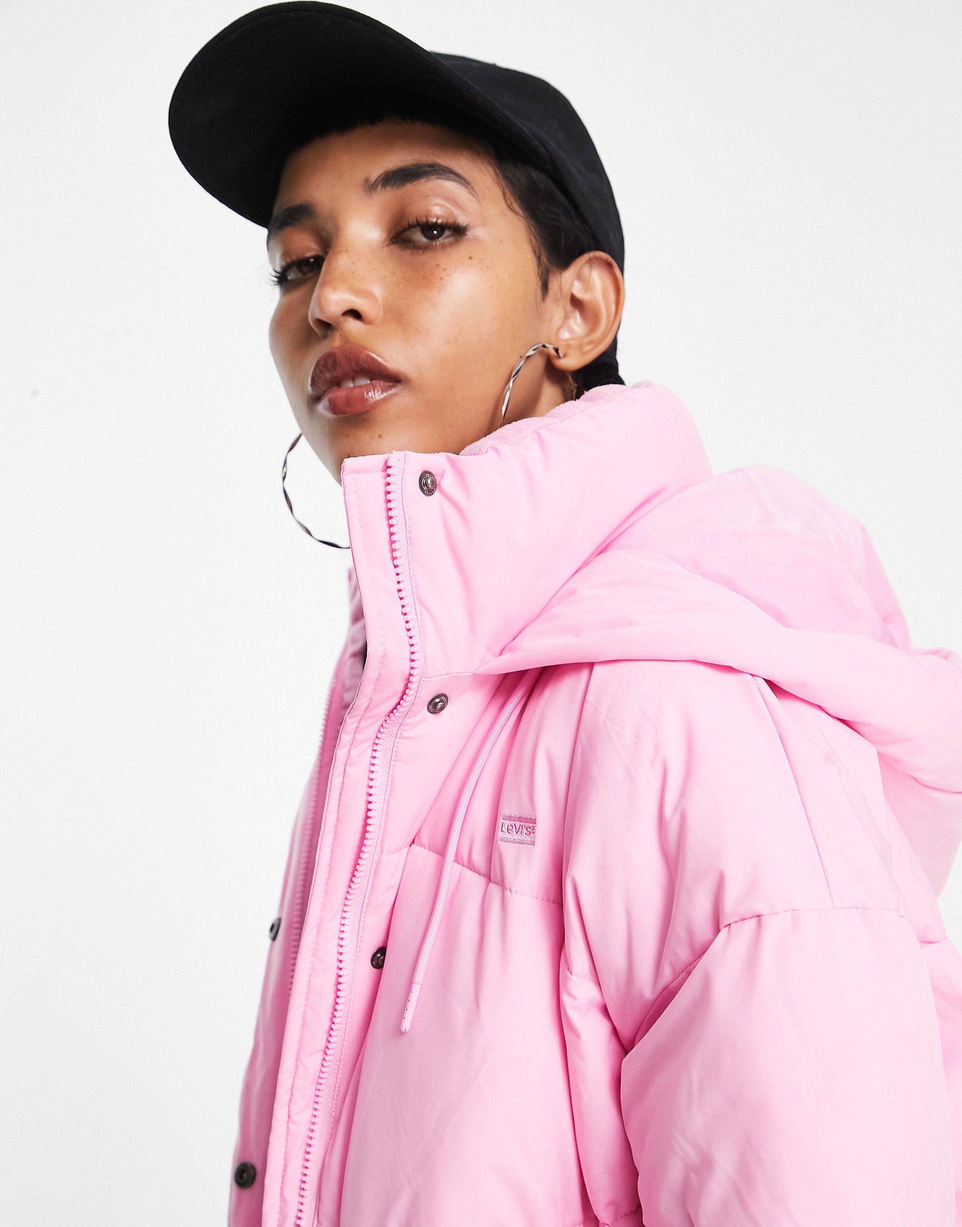 Levi's Bubble Hooded Padded Jacket in Pink | Lyst