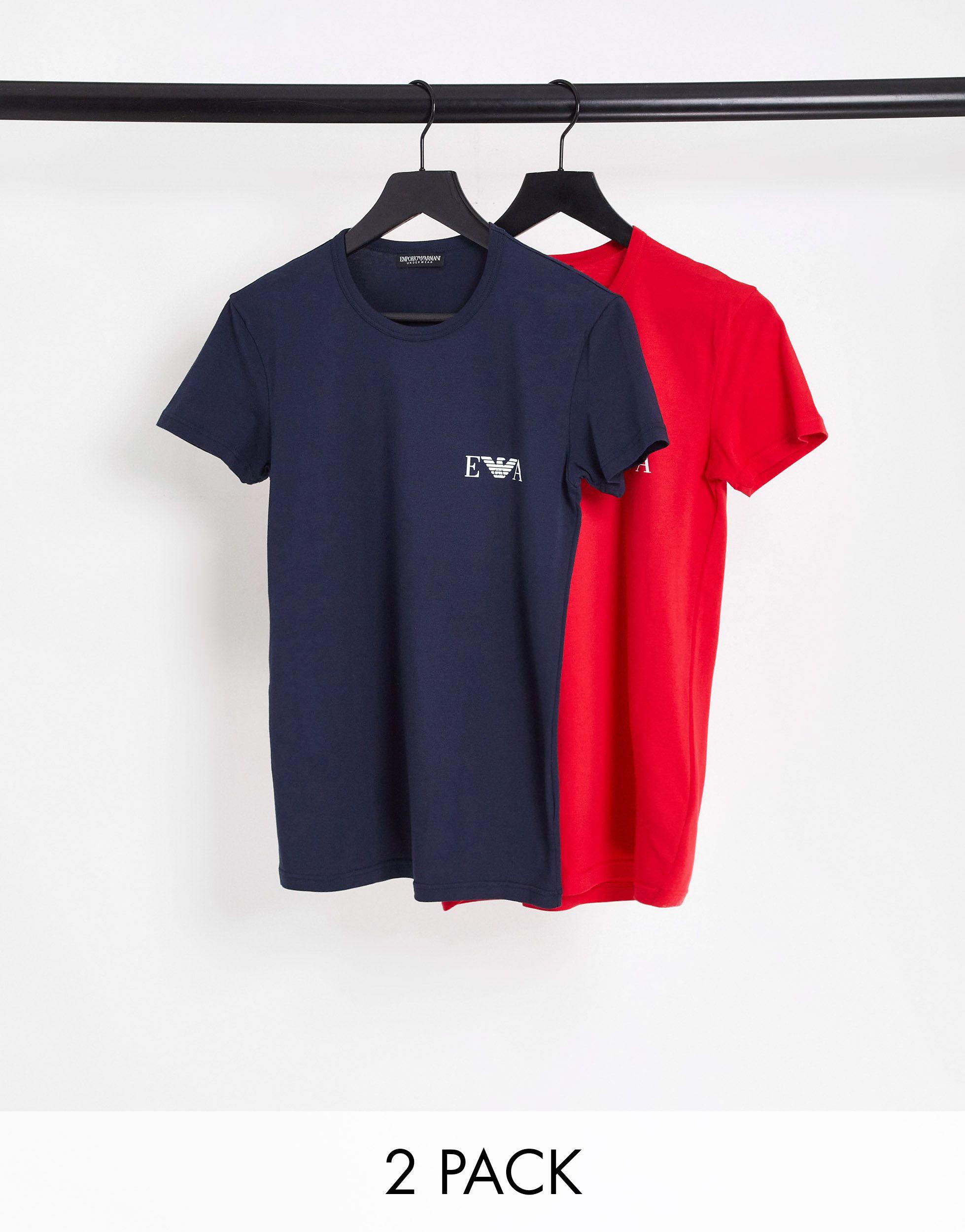 Emporio Armani Bodywear 2-pack Monogram T-shirts in Blue for Men | Lyst