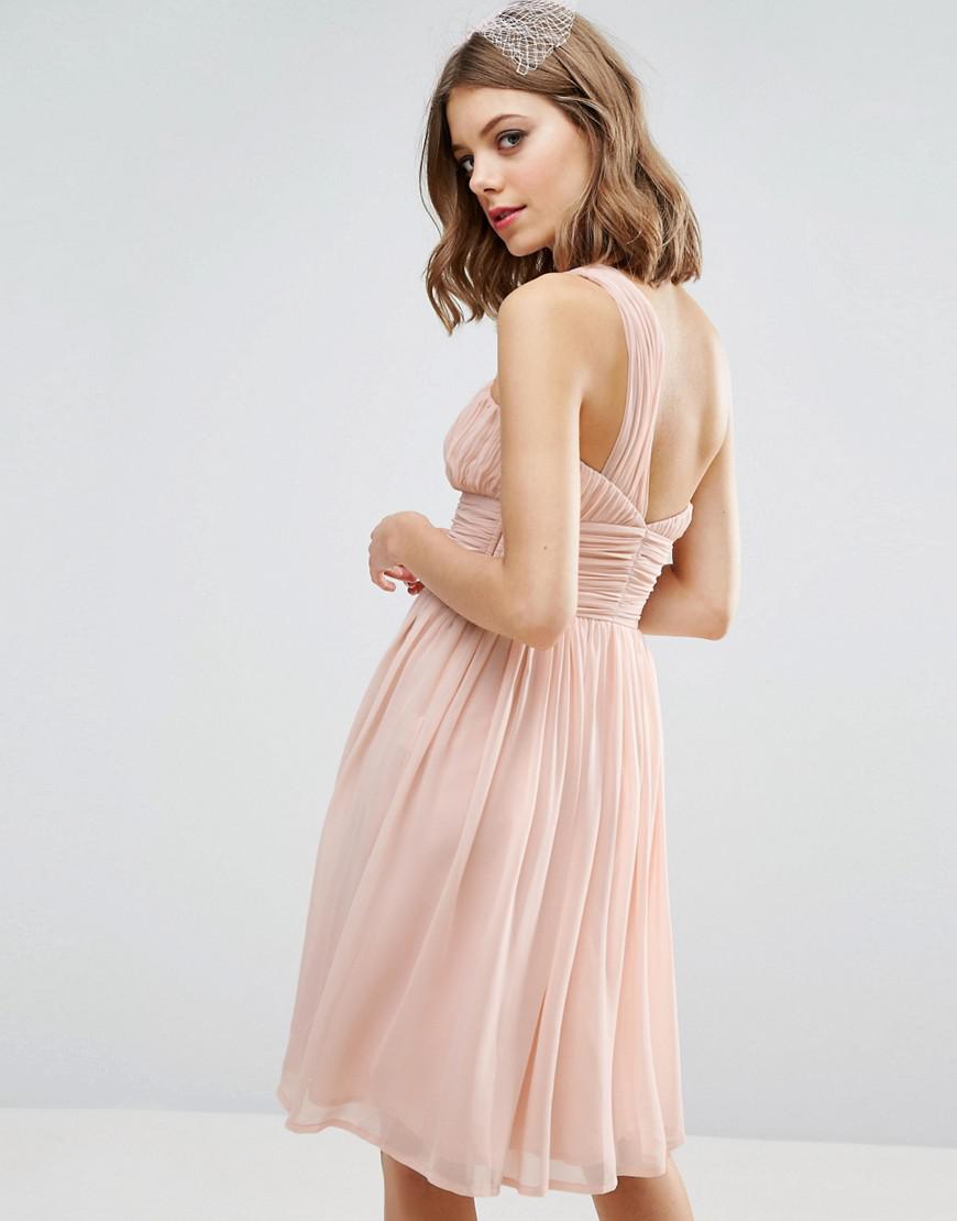 asos pink one shoulder dress