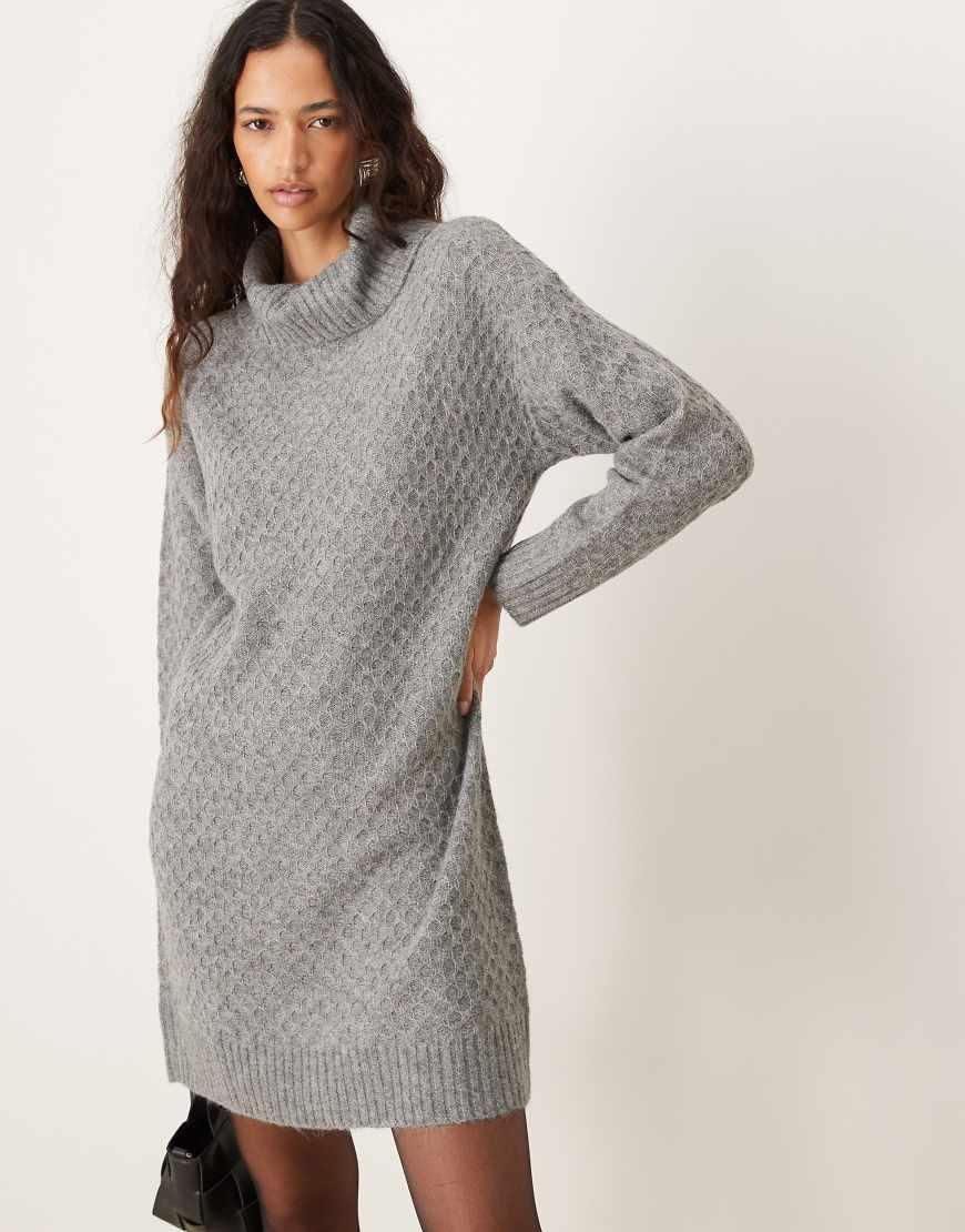 Jdy Roll Neck Knitted Mini Dress in Grey Lyst UK