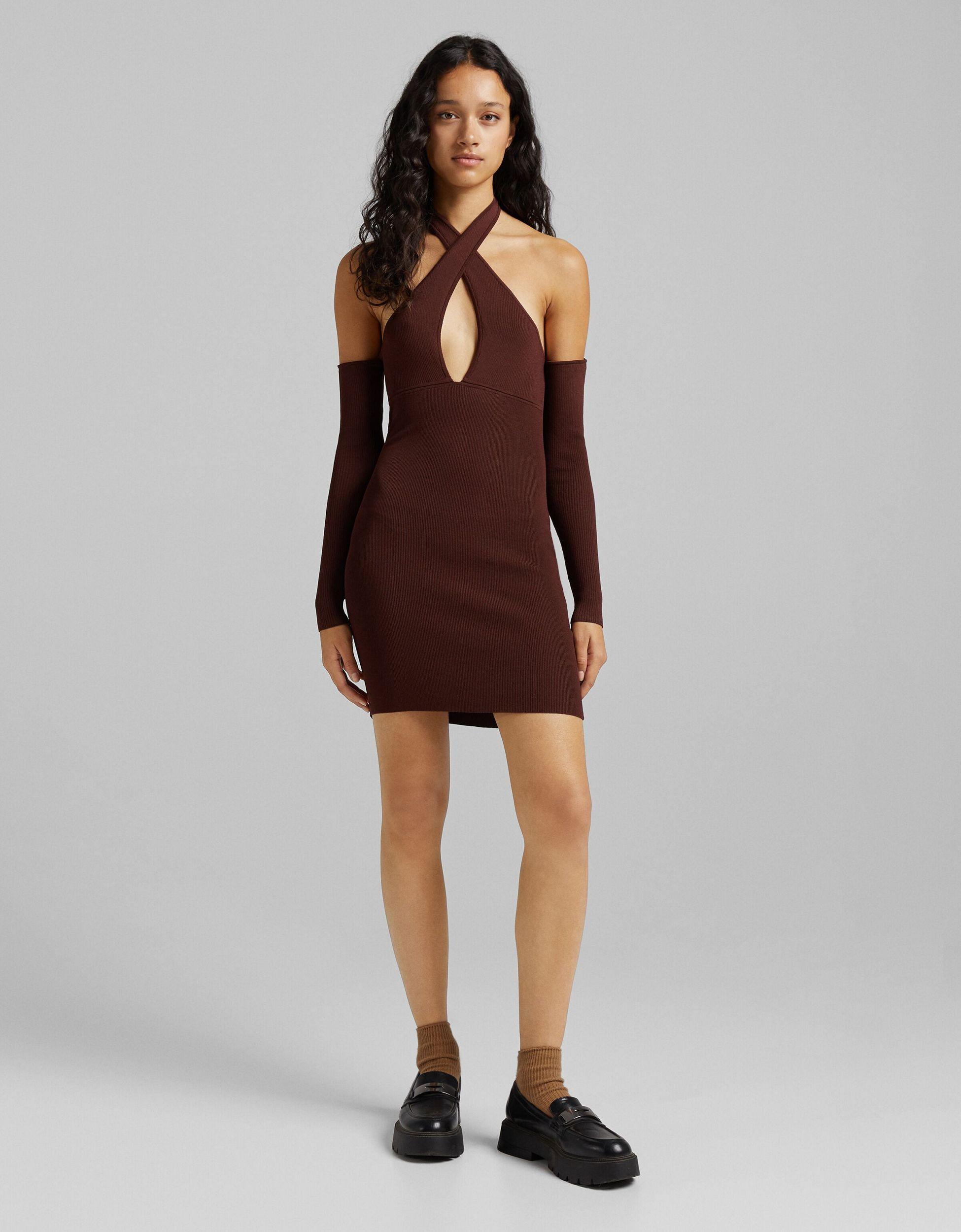 Bershka Halter Neck Detail Cut Out Mini 