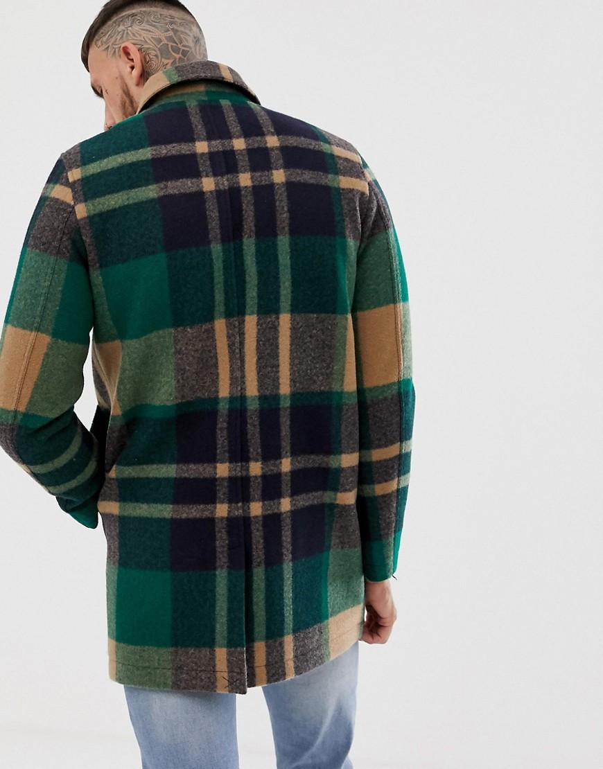 ASOS Synthetic Faux Wool Coat in Green for Men - Lyst