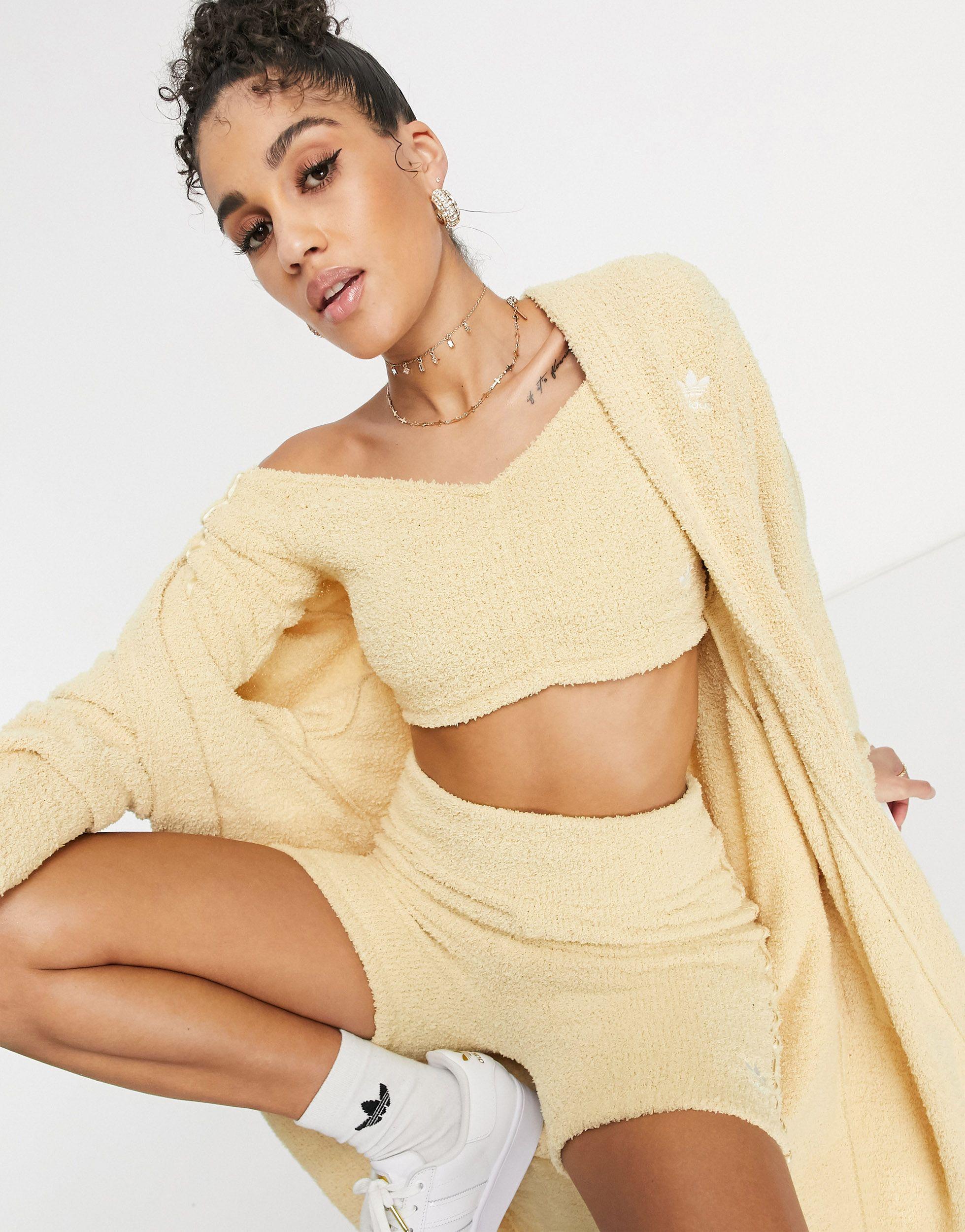 adidas Originals 'relaxed Risqué' Fluffy Knit Oversized Cardigan in Natural  | Lyst