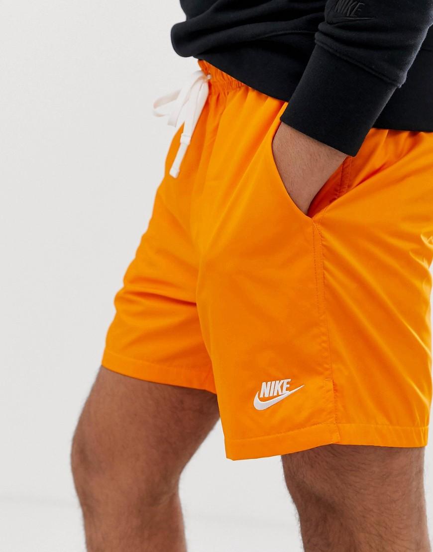 nike woven logo shorts orange