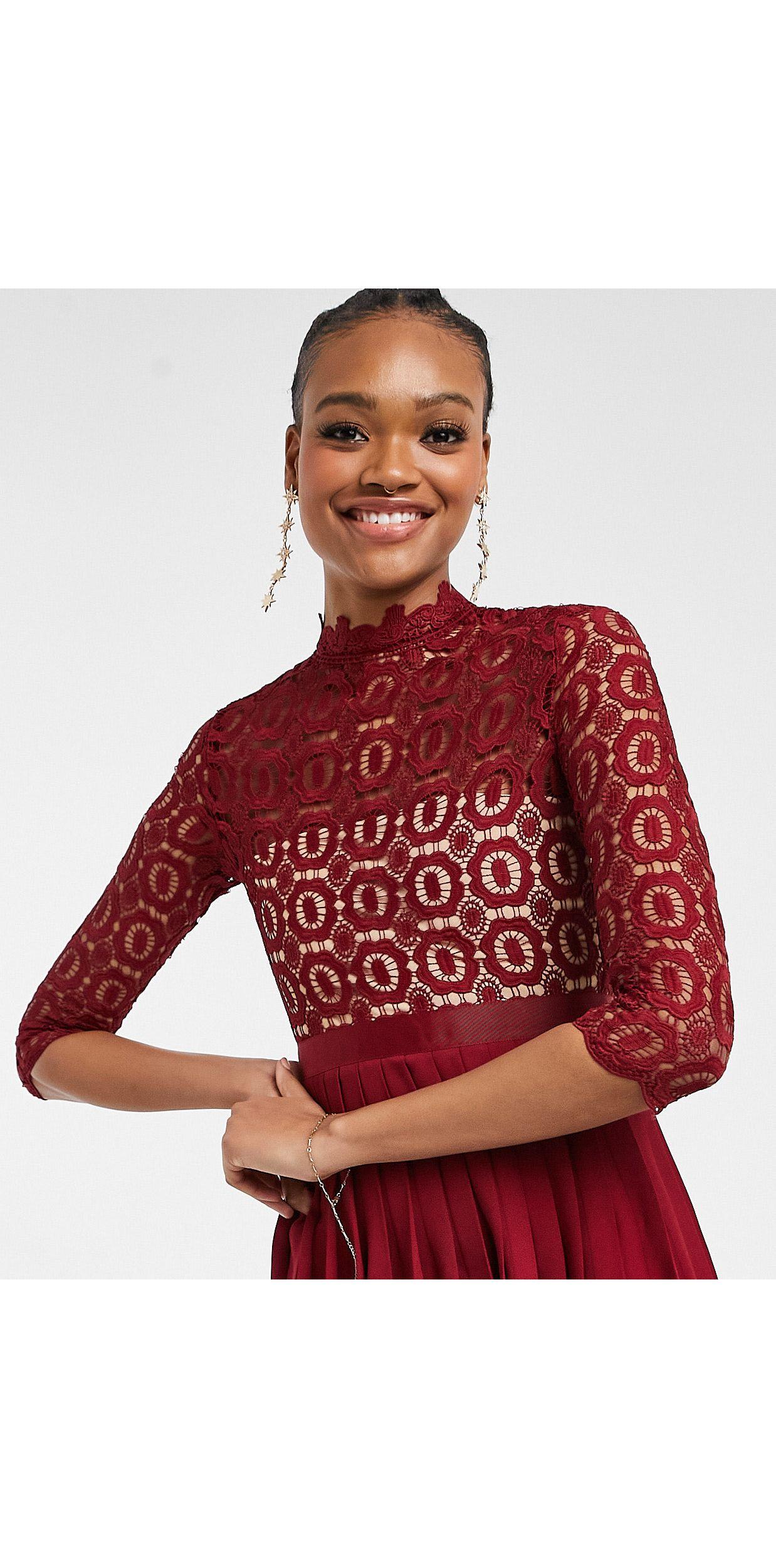 little mistress red pleated dress