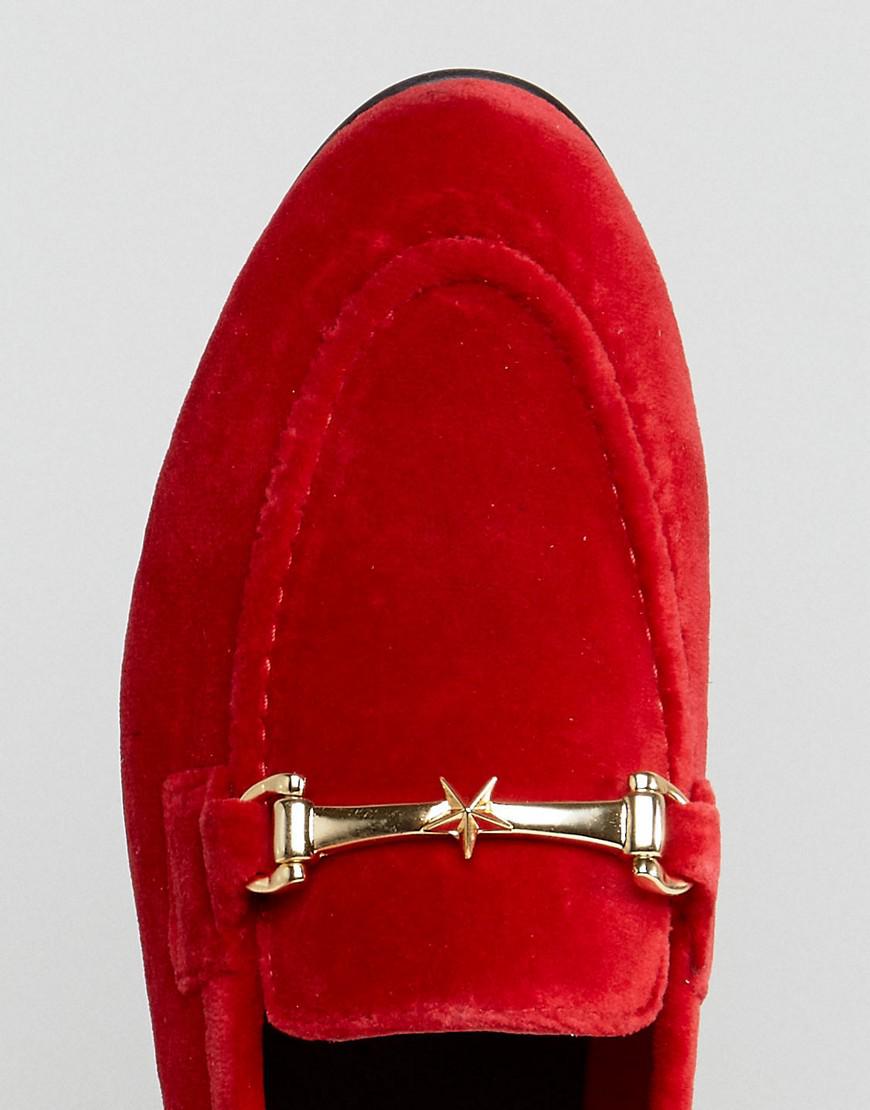 Tommy Hilfiger Velvet Loafer With Star Snaffle in Red - Lyst