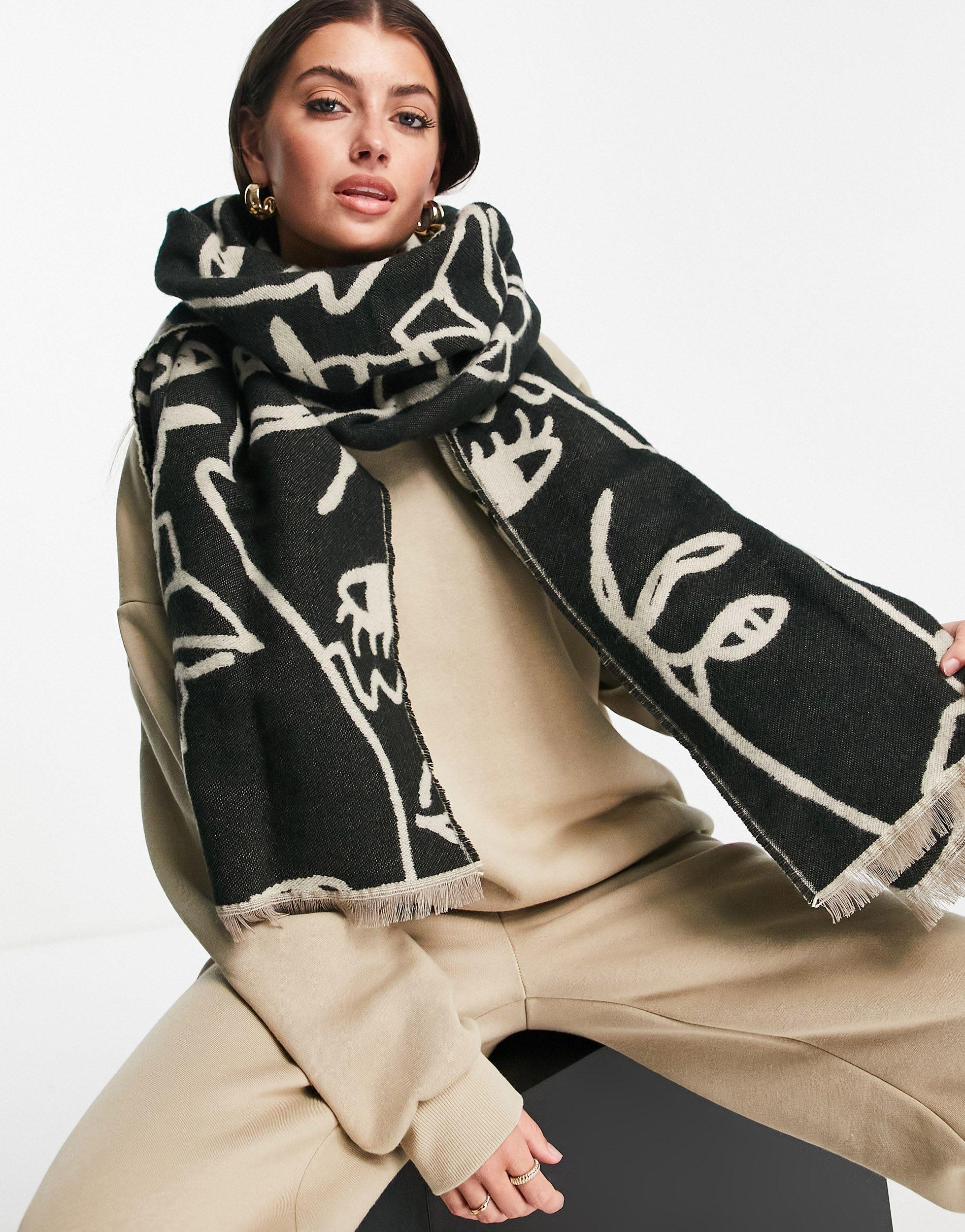 ASOS Abstract Face Jacquard Woven Scarf | Lyst