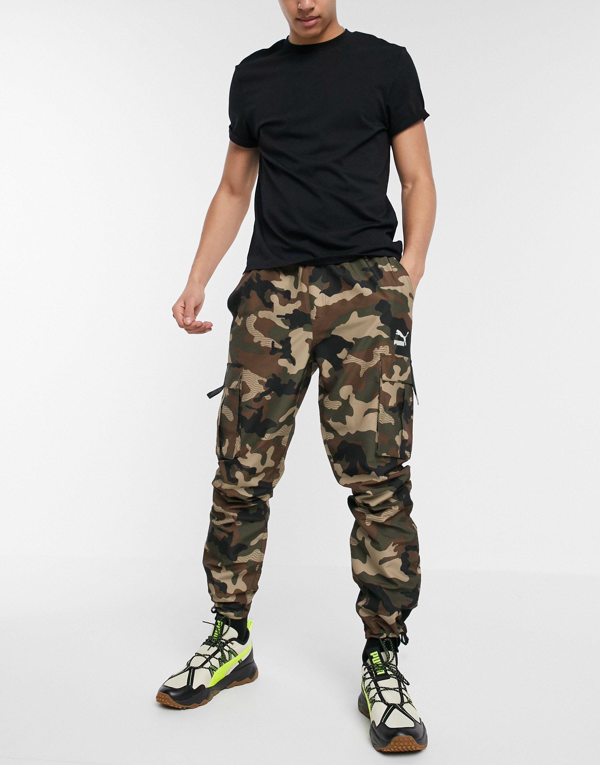 PUMA Synthetic Camo Cargo Pants in Green for Men - Lyst