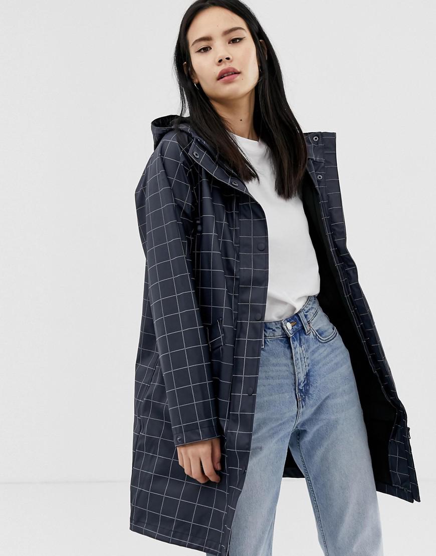 checked raincoat