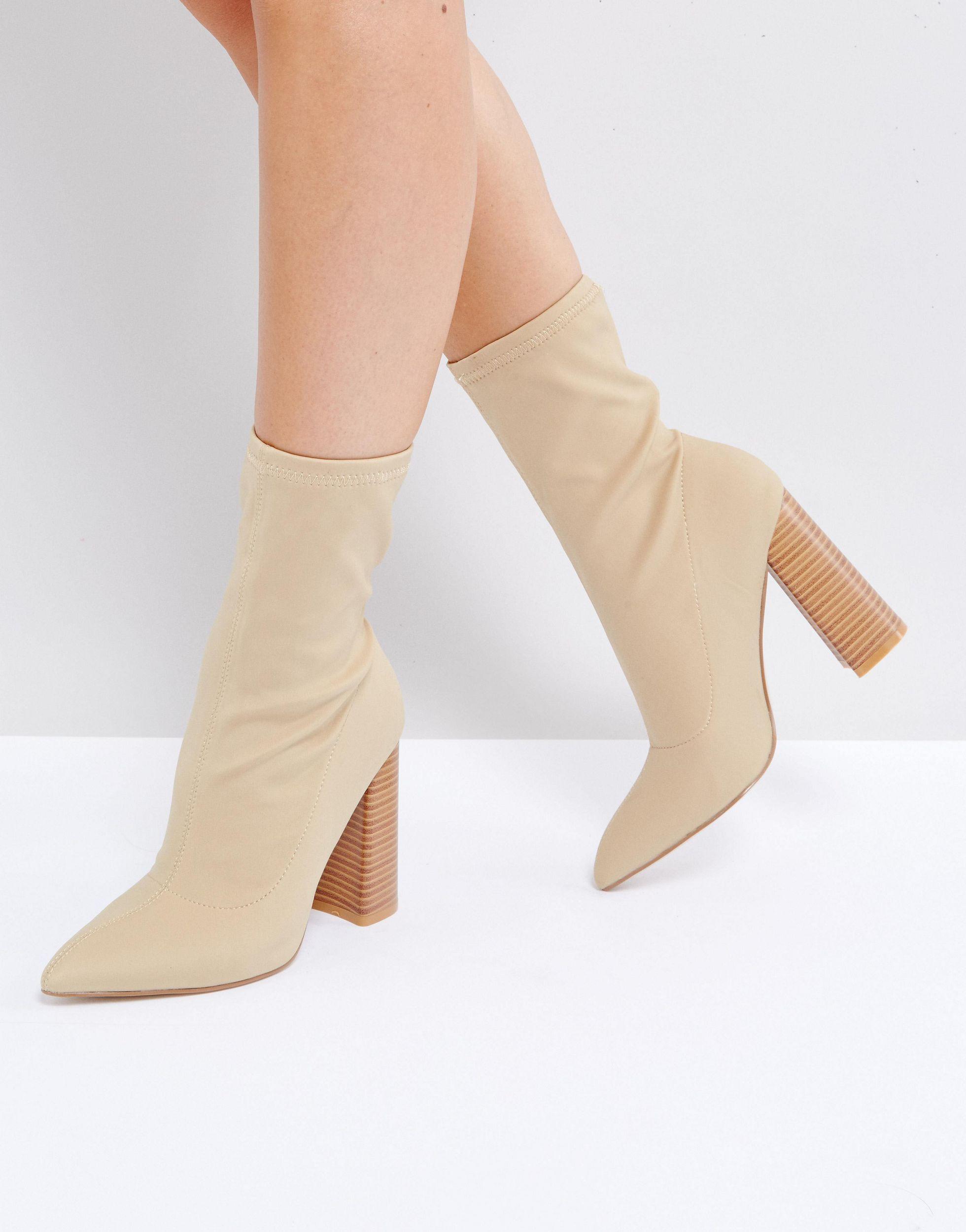 Libby - Stivaletti a calza con tacco alto di Public Desire in Neutro | Lyst