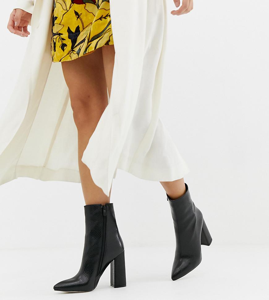 croc block heel boots