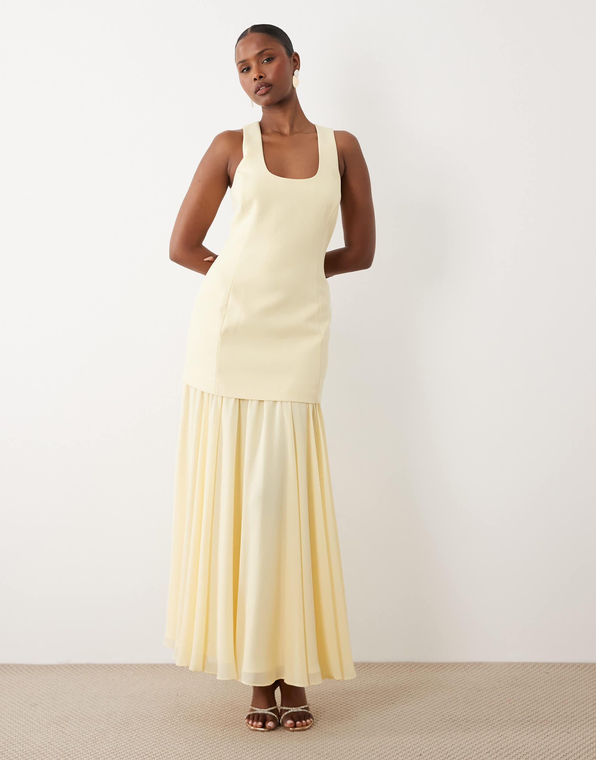 maxi forever new dresses Dress of Dreams Shop the Selena Ruffle-Shoulder Maxi Dress in Chilli Red, Daffodil and Blossoming Lilac