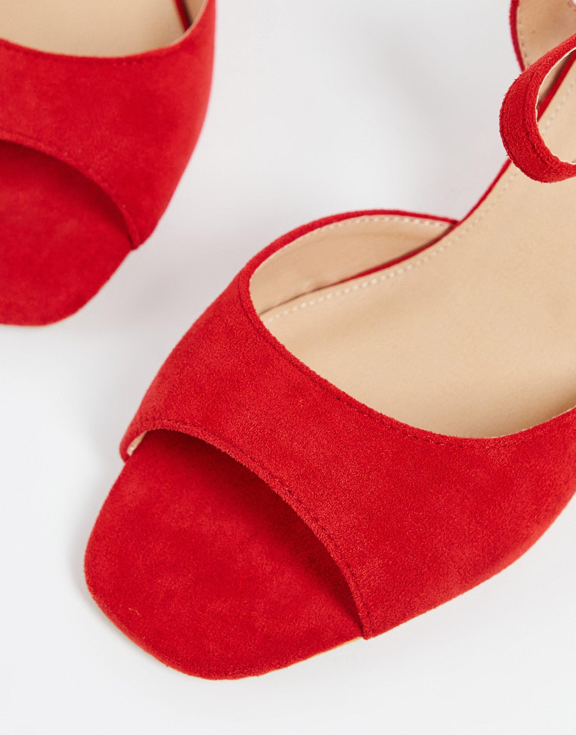 Red block heel shop sandals wide fit