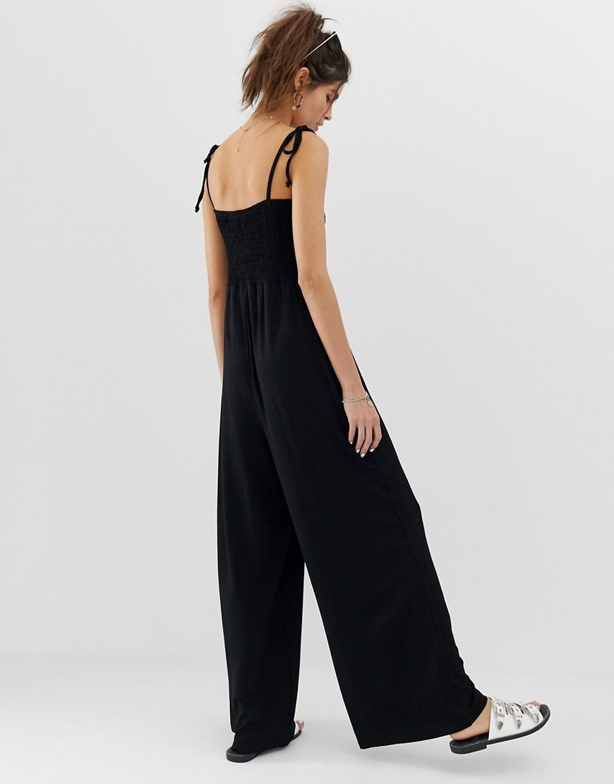 black tie strap jumpsuit