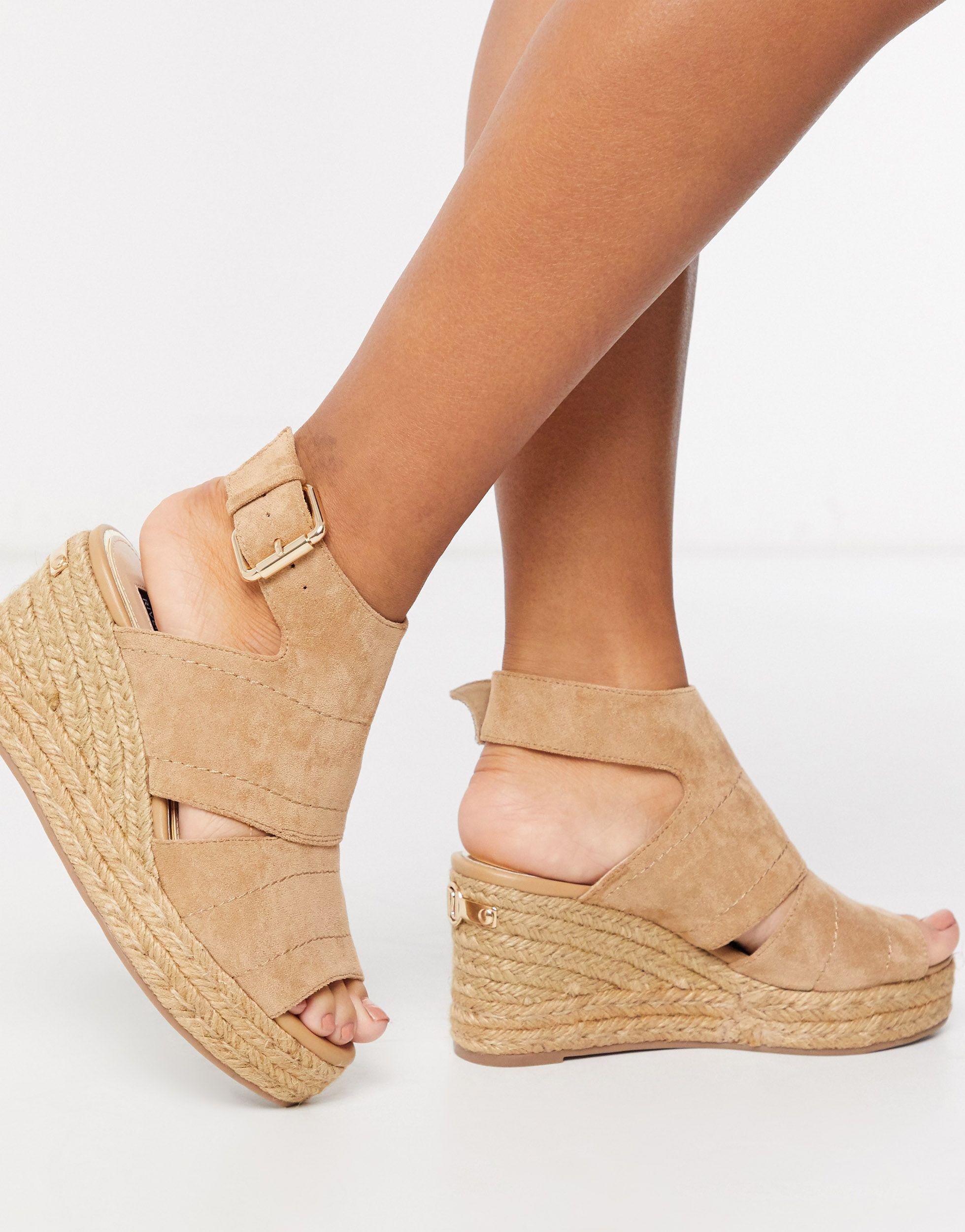 River Island Open Toe Wide Fit Wedge Sandals in Natural Lyst UK