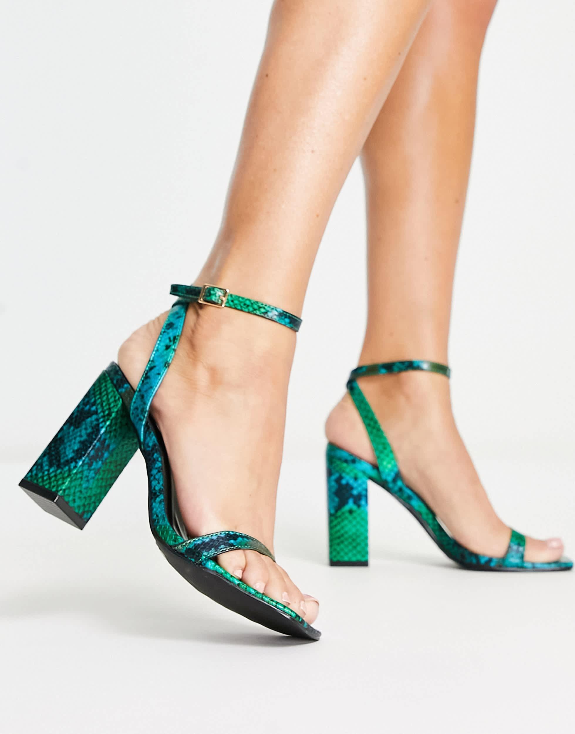 Sabina sandales a talon mi haut et imprime serpent bleu et vert Raid en coloris Vert Lyst