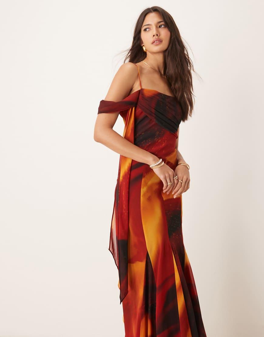 Forever New Drop Waist Tie Sleeve Maxi Dress in Orange | Lyst UK